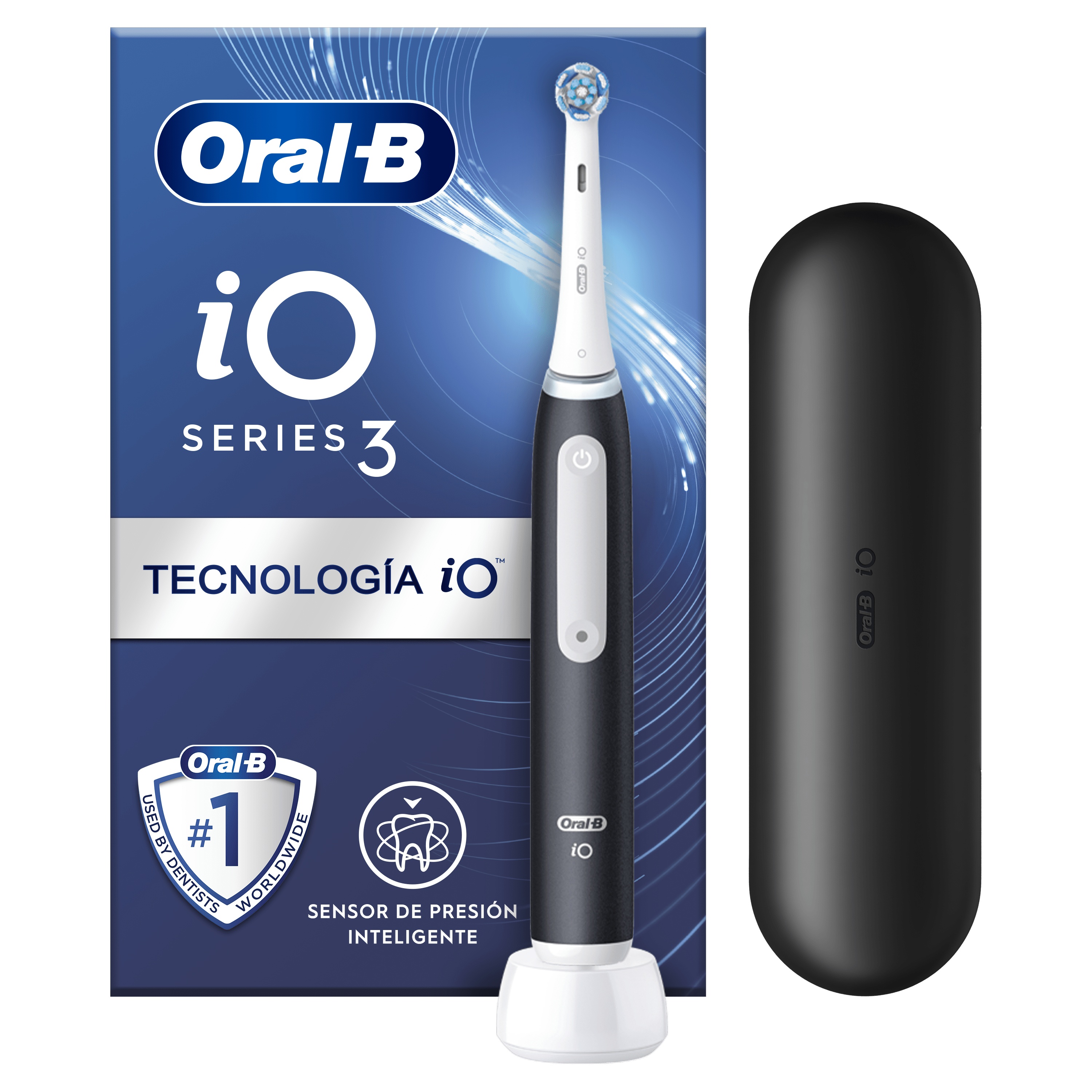 Oral-B iO 3 Cepillo Eléctrico Negro con 1+5 cabezal y estuche de viaje