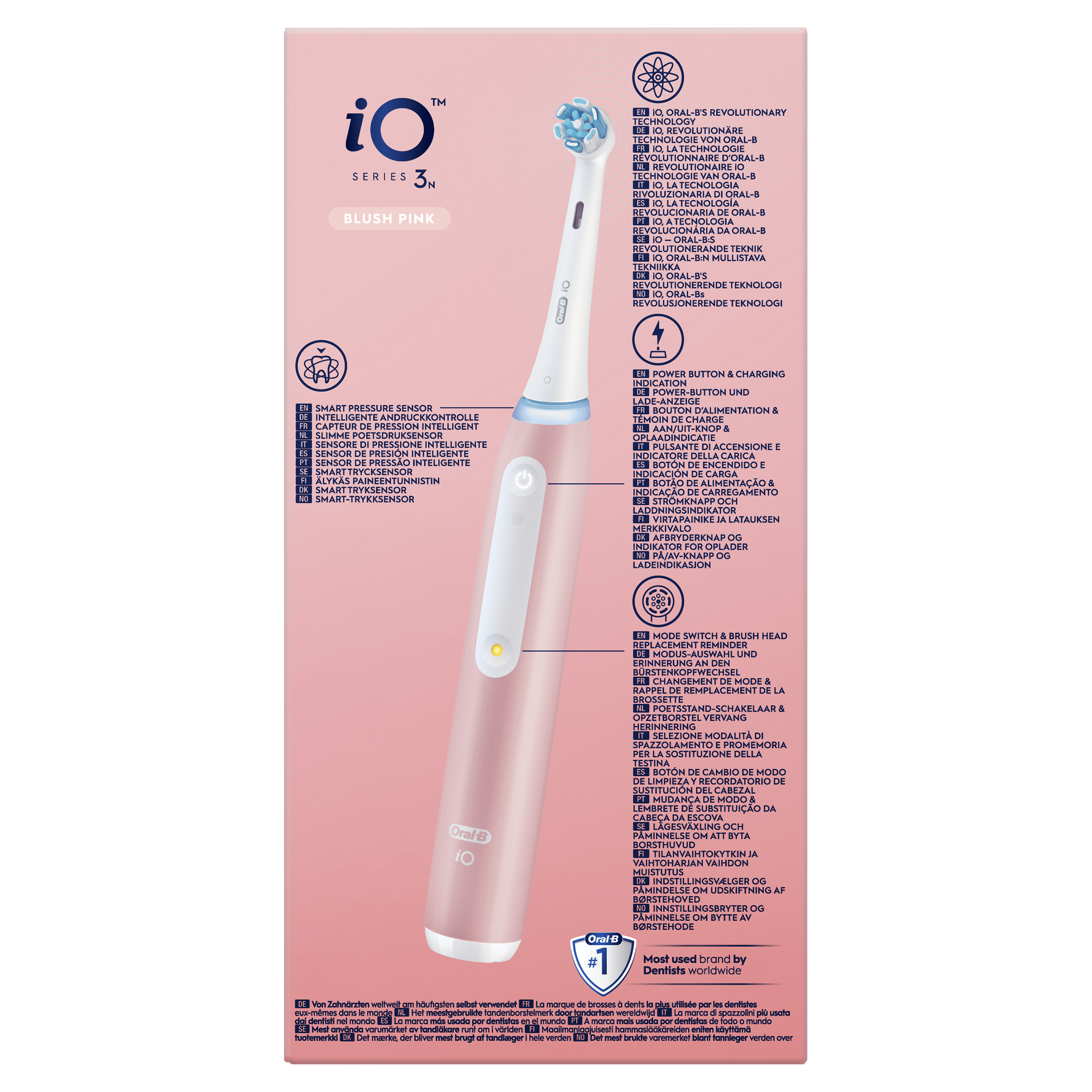 Oral-B iO 3 Cepillo de Dientes Eléctrico Rosa, con 1 Cabezal, Diseñado por Braun