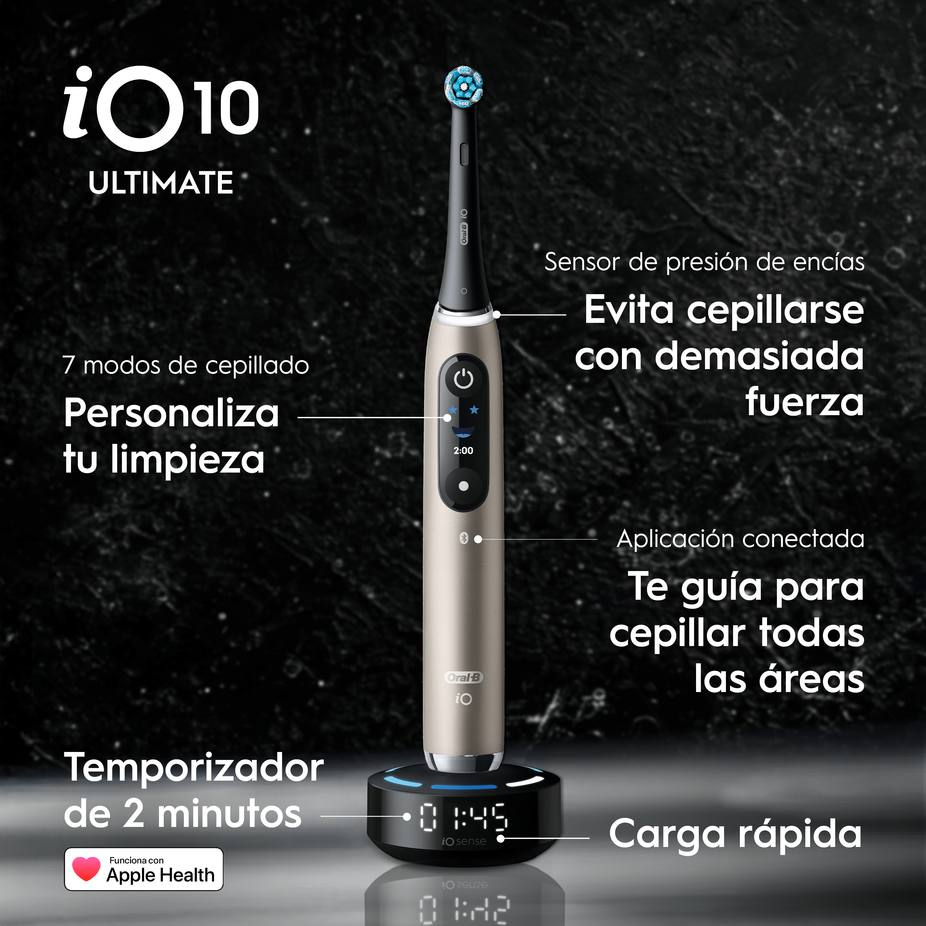 Oral-B iO 10 Gold Cepillo Eléctrico Edición Especial con 1+7 cabezales