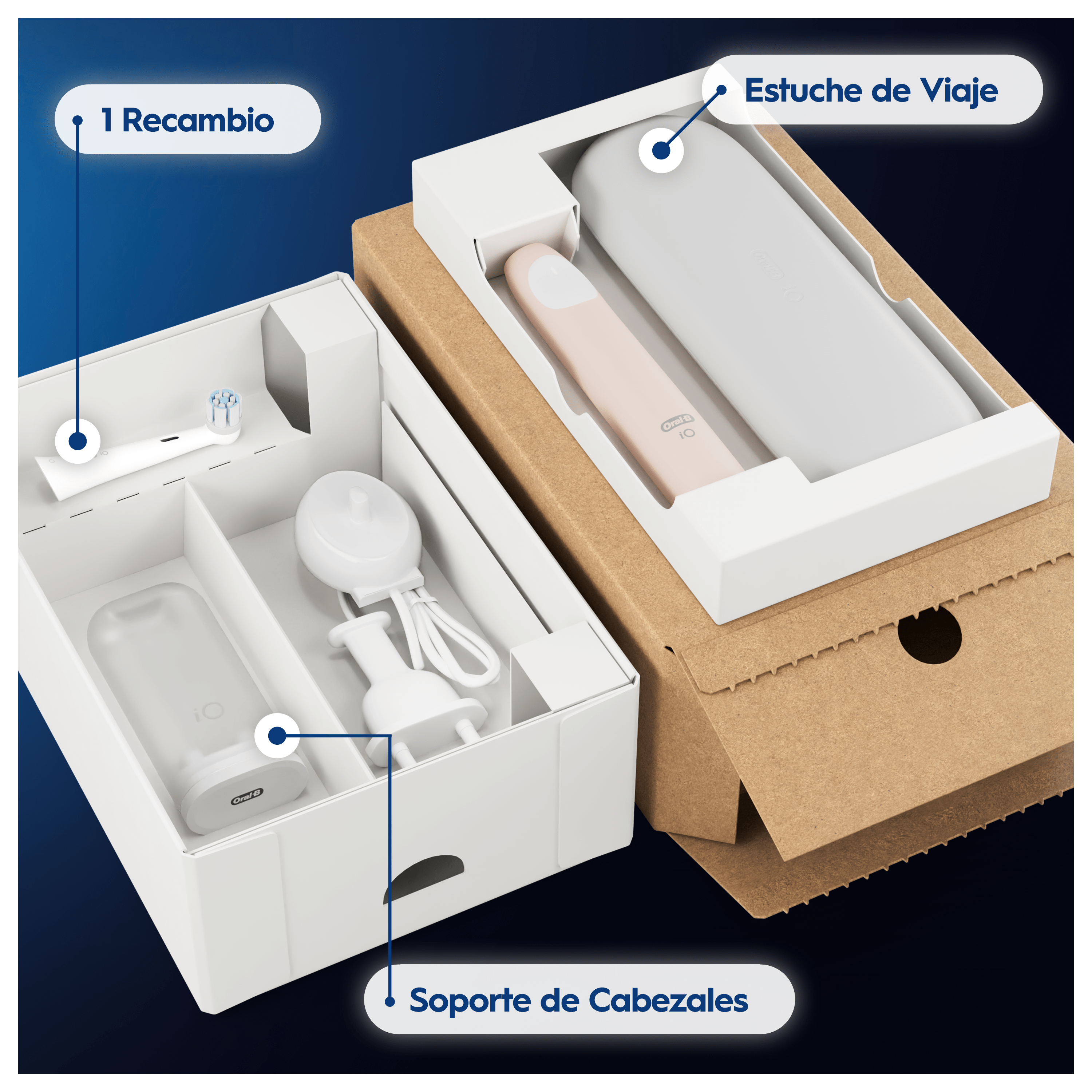Oral-B iO 2 Pack de Cepillo Eléctrico Rosa con 1+2 cabezal y estuche de viaje