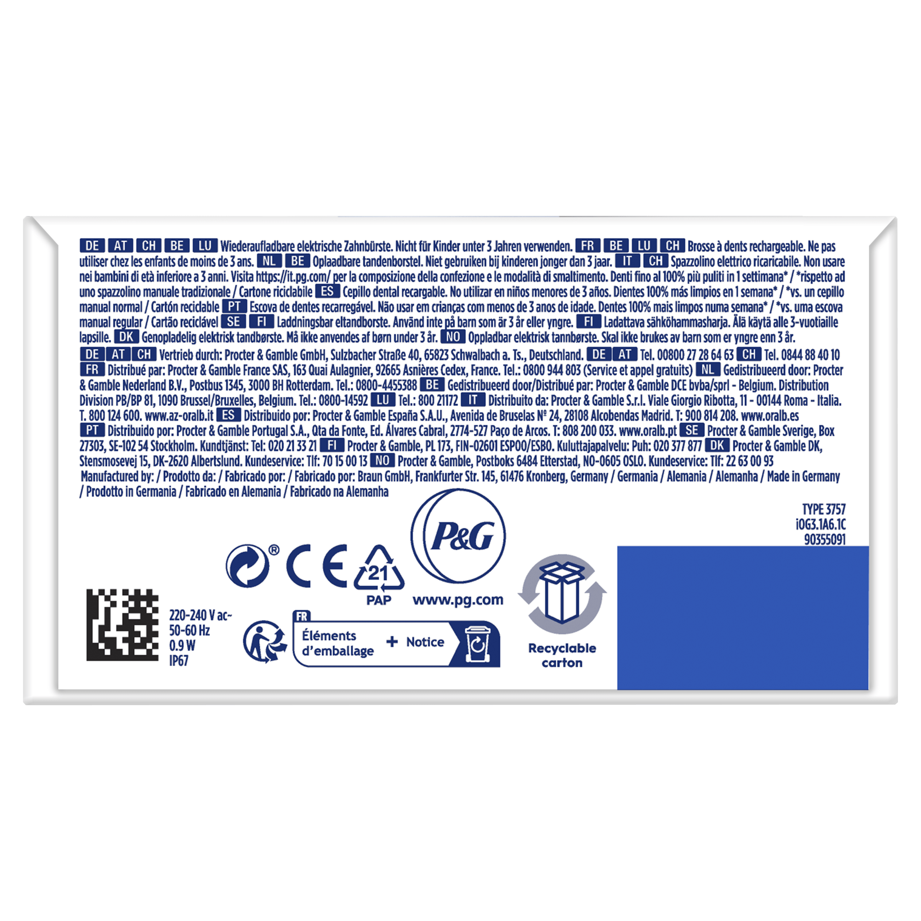 Oral-B iO 3 Cepillo Eléctrico Azul con 1+3 cabezal