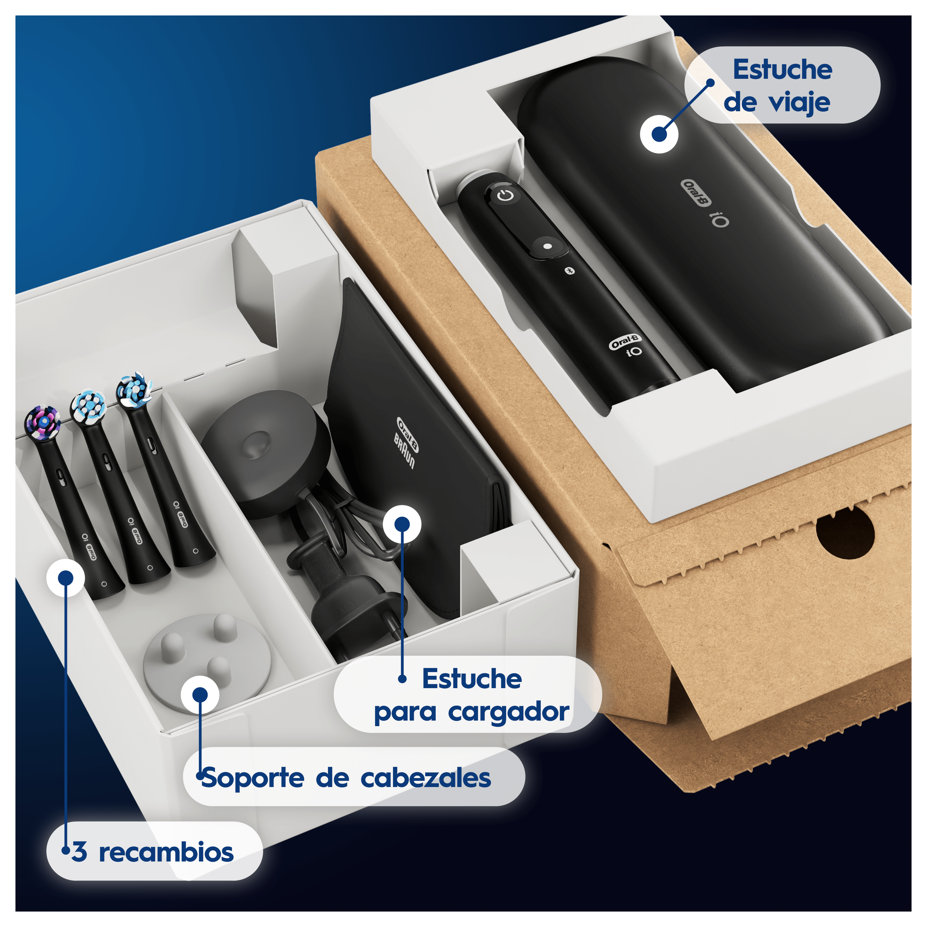 Oral-B iO 8 Pack de Cepillo Eléctrico Negro Ónice con 3 Recambios