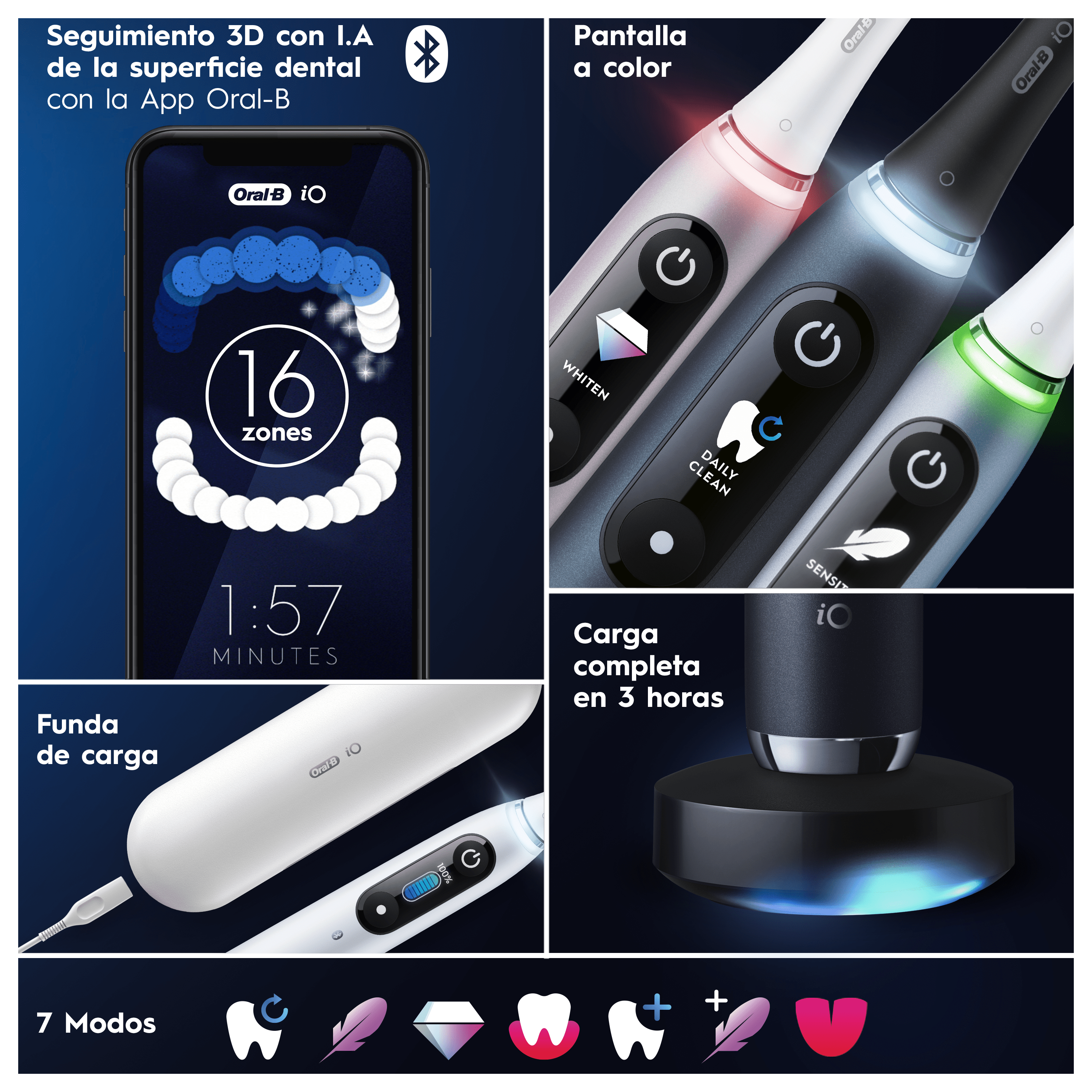 Oral-B iO 9 Pack dúo de Cepillos Eléctricos negro y rosa con 3 Recambios