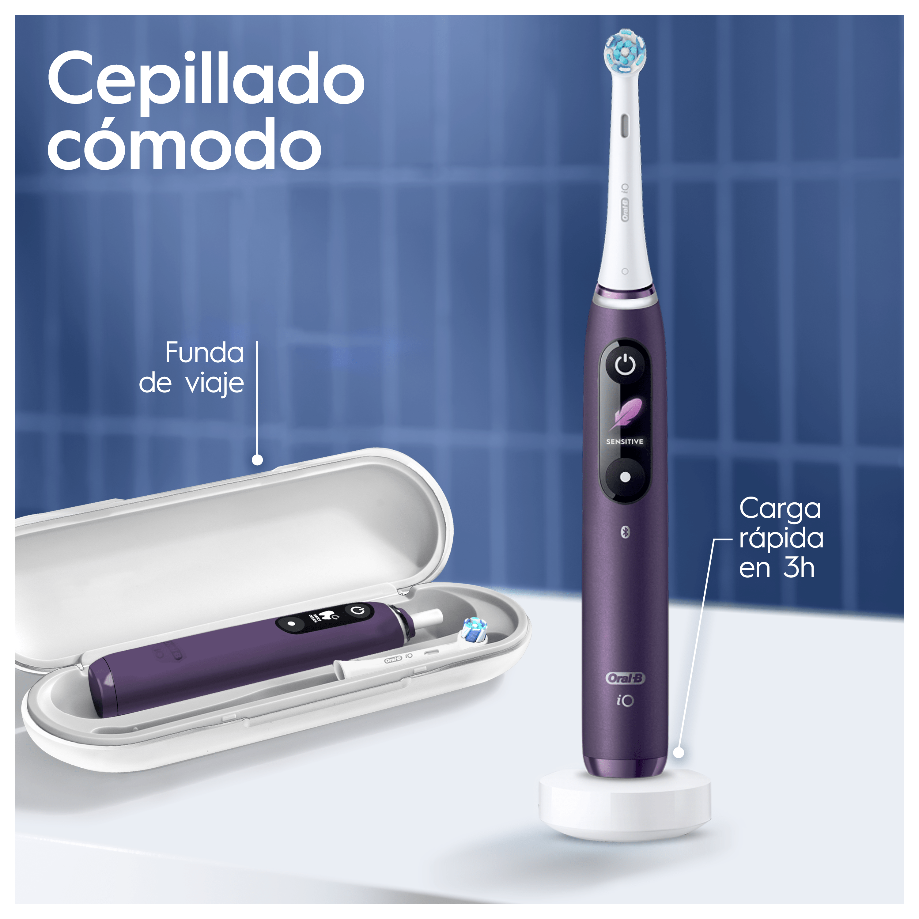 Oral-B iO 8 Pack de Cepillo Eléctrico Violeta con 3 + 2 Recambios