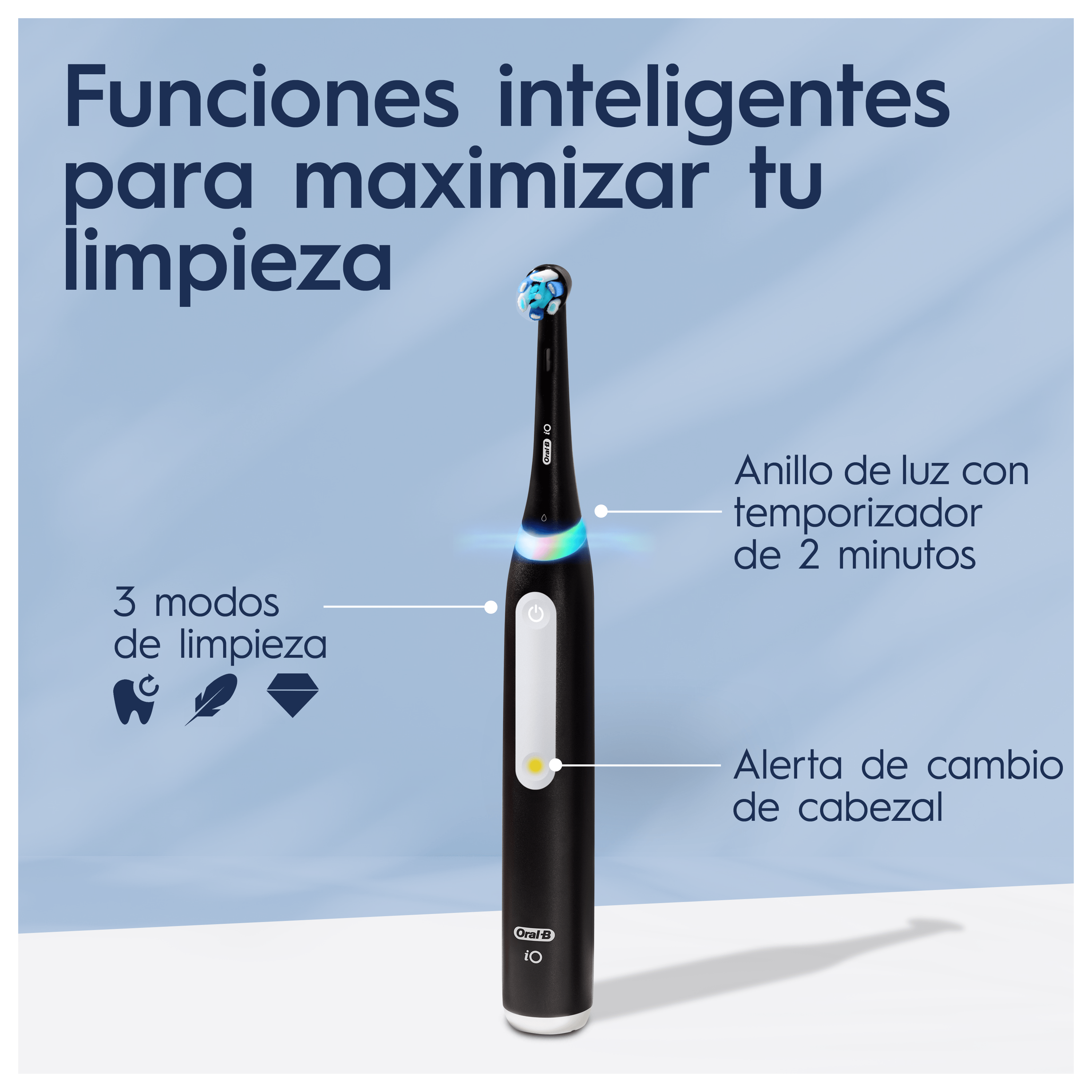 Oral-B iO 3 Pack Dúo de Cepillos Eléctricos Negro y Azul con 2 cabezales y estuche de viaje