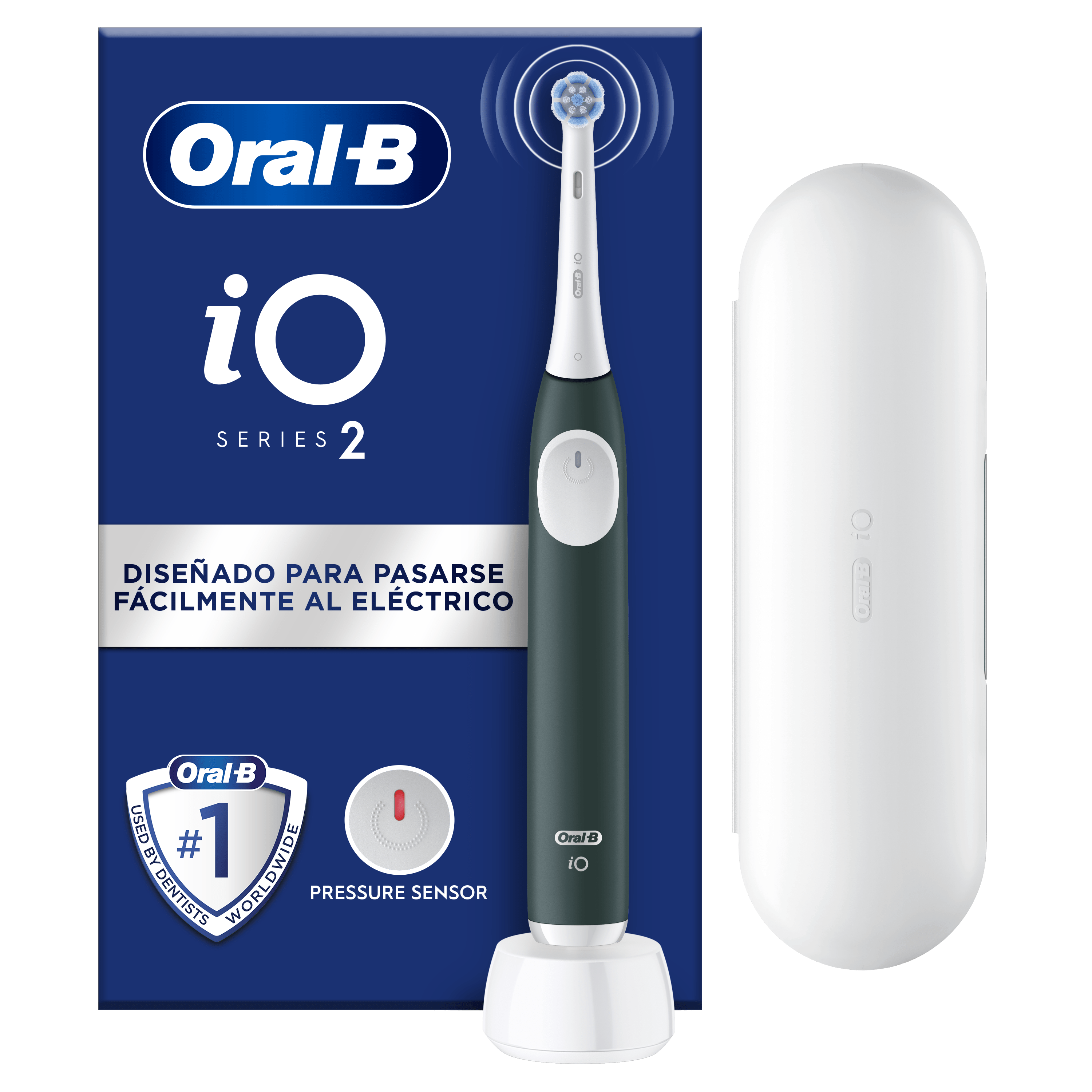 Oral-B iO 2 Cepillo Eléctrico Verde Bosque con 1+2 cabezal y estuche de viaje