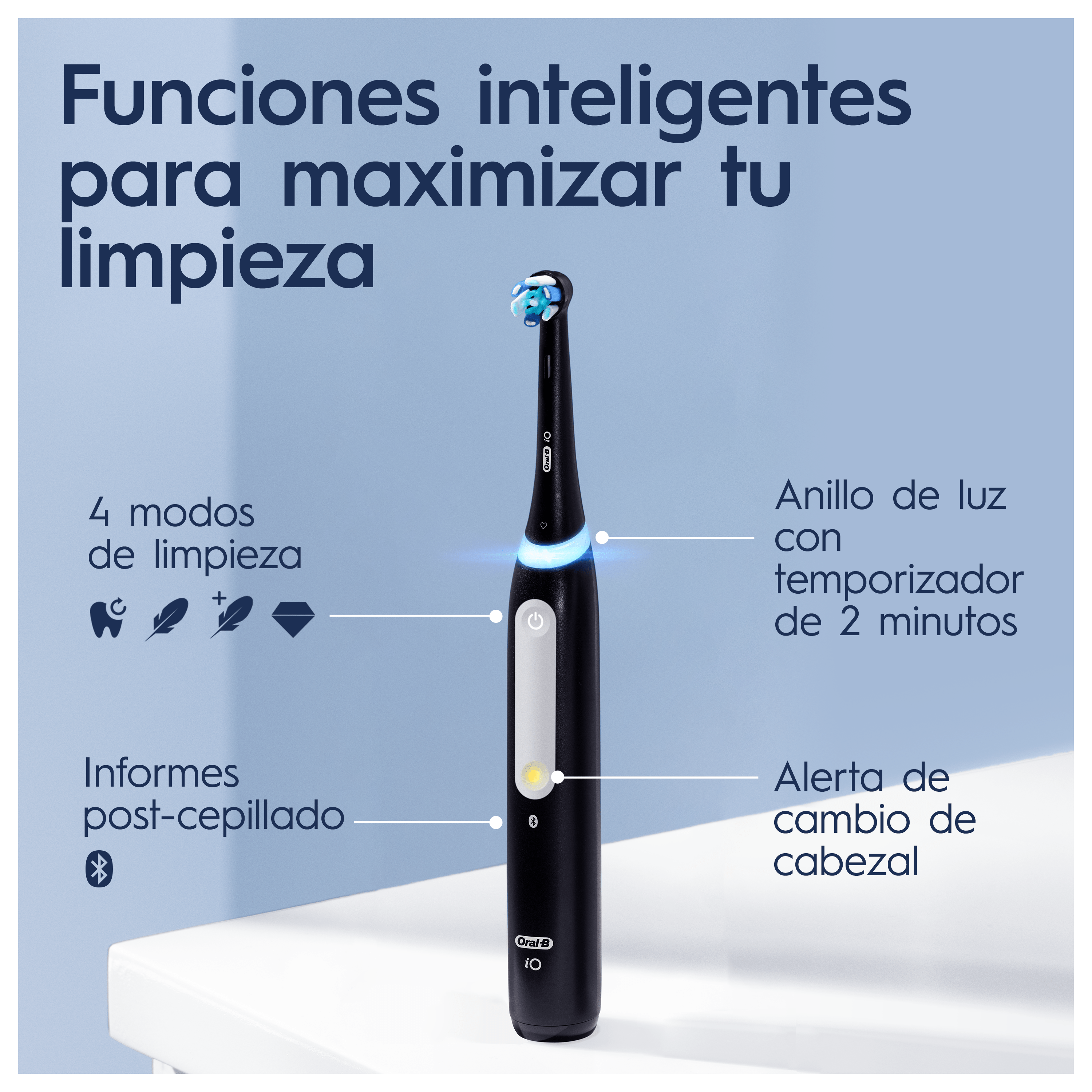 Oral-B iO 4 Pack de Cepillo Eléctrico Negro Mate con 3 Recambios