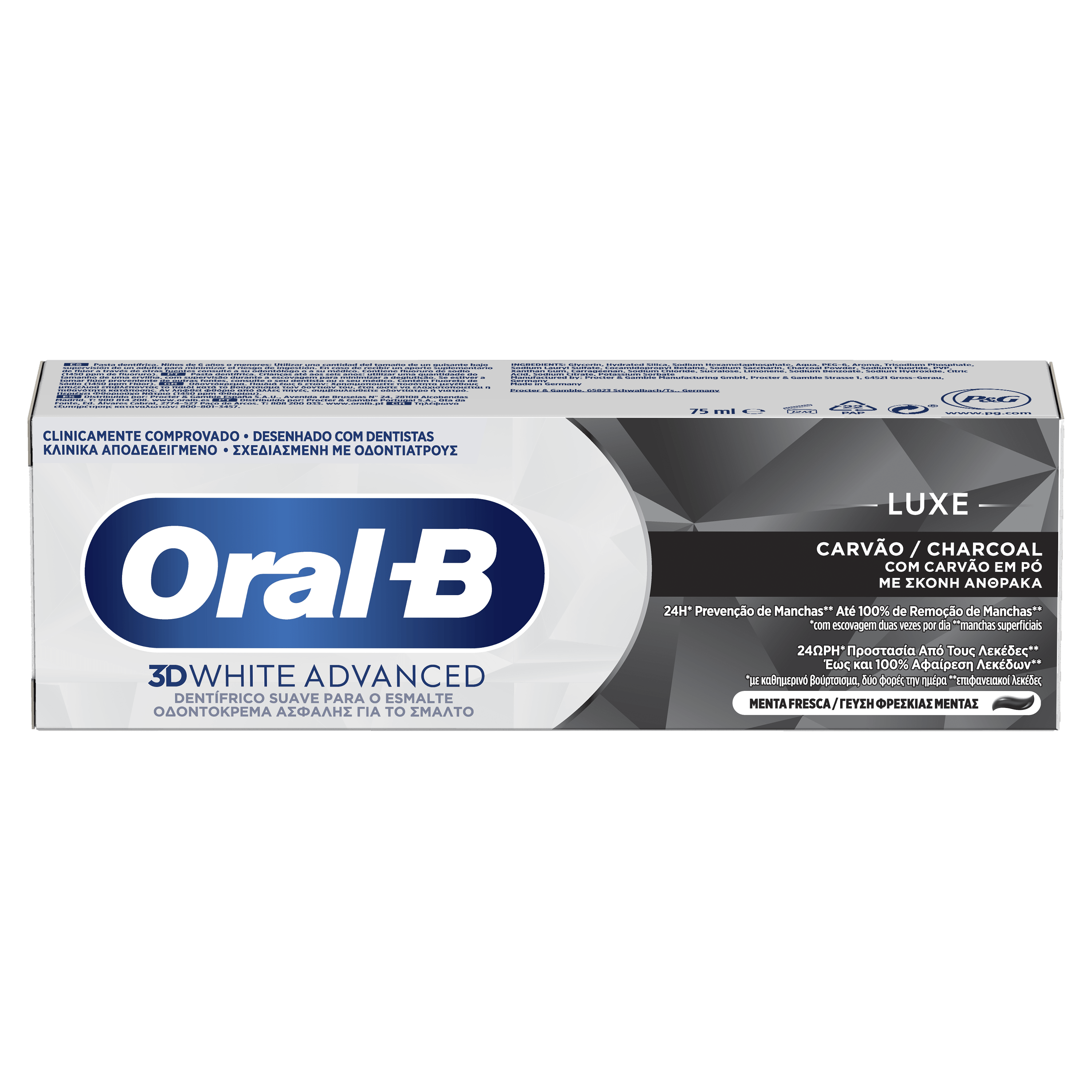 Oral-B Pasta de Dientes 3D White Luxe Carbón - Pack de 12