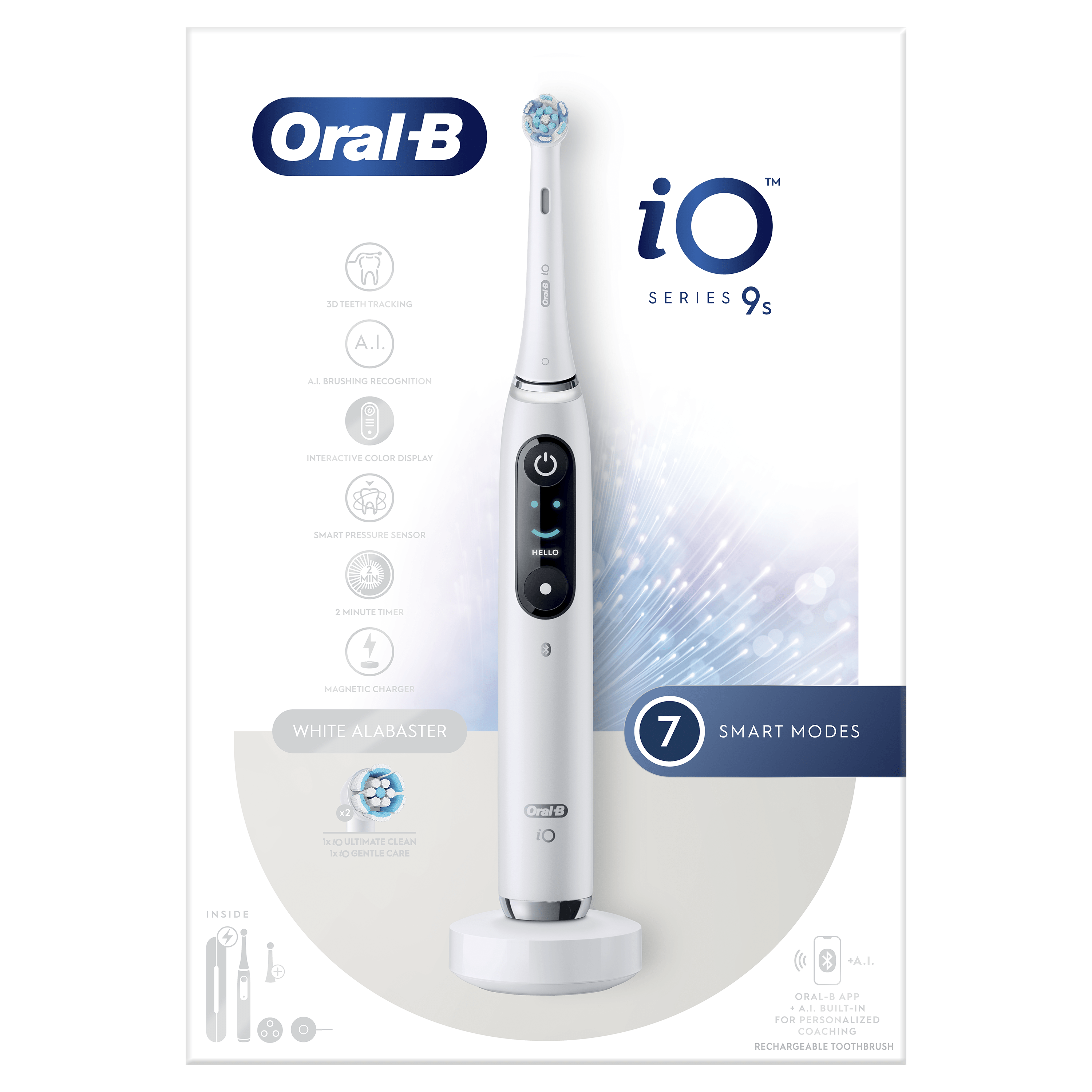 Oral-B iO 9 Cepillo Eléctrico Blanco con 2+9 cabezales