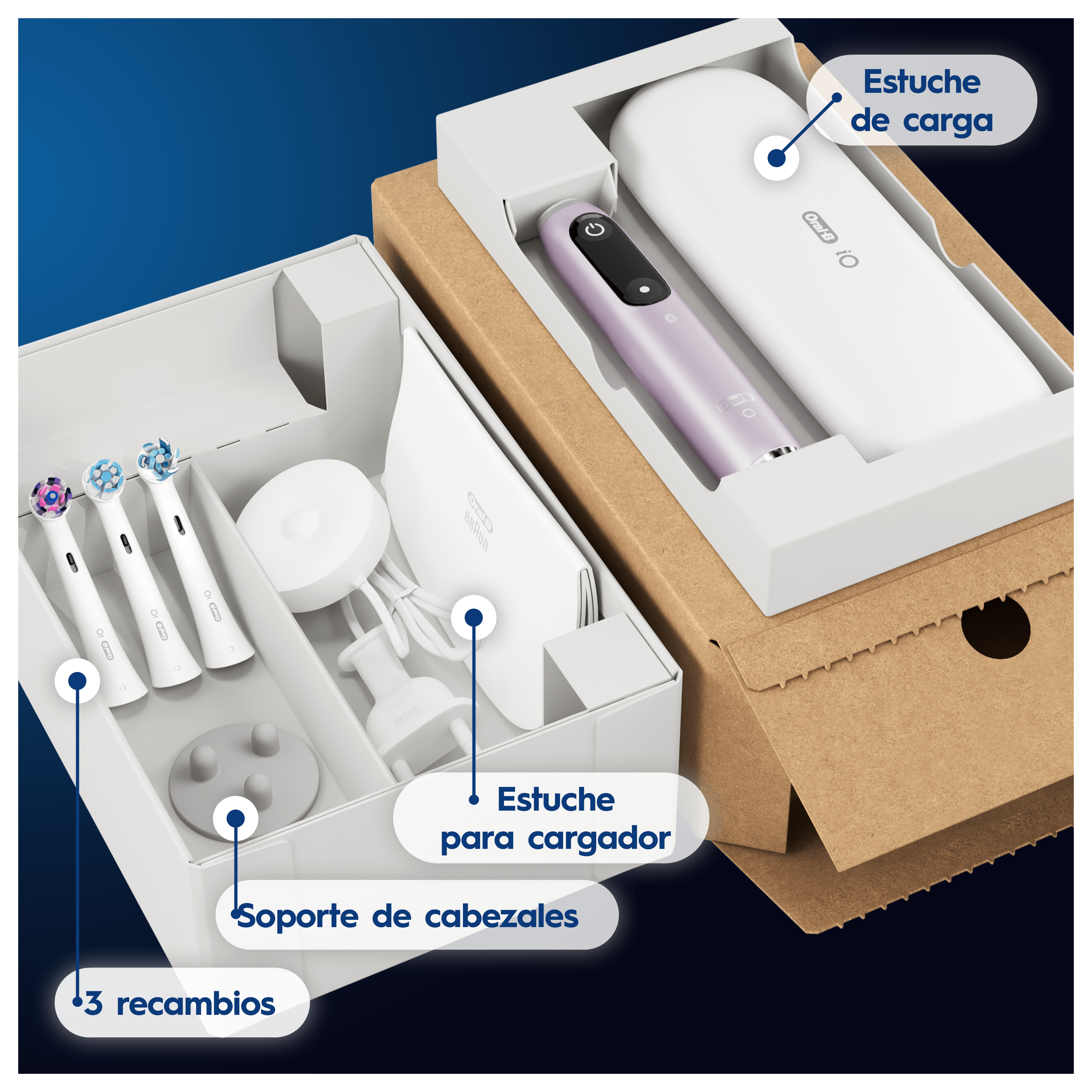 Oral-B iO 9 Pack de Cepillo Eléctrico Rosa con 3 Recambios