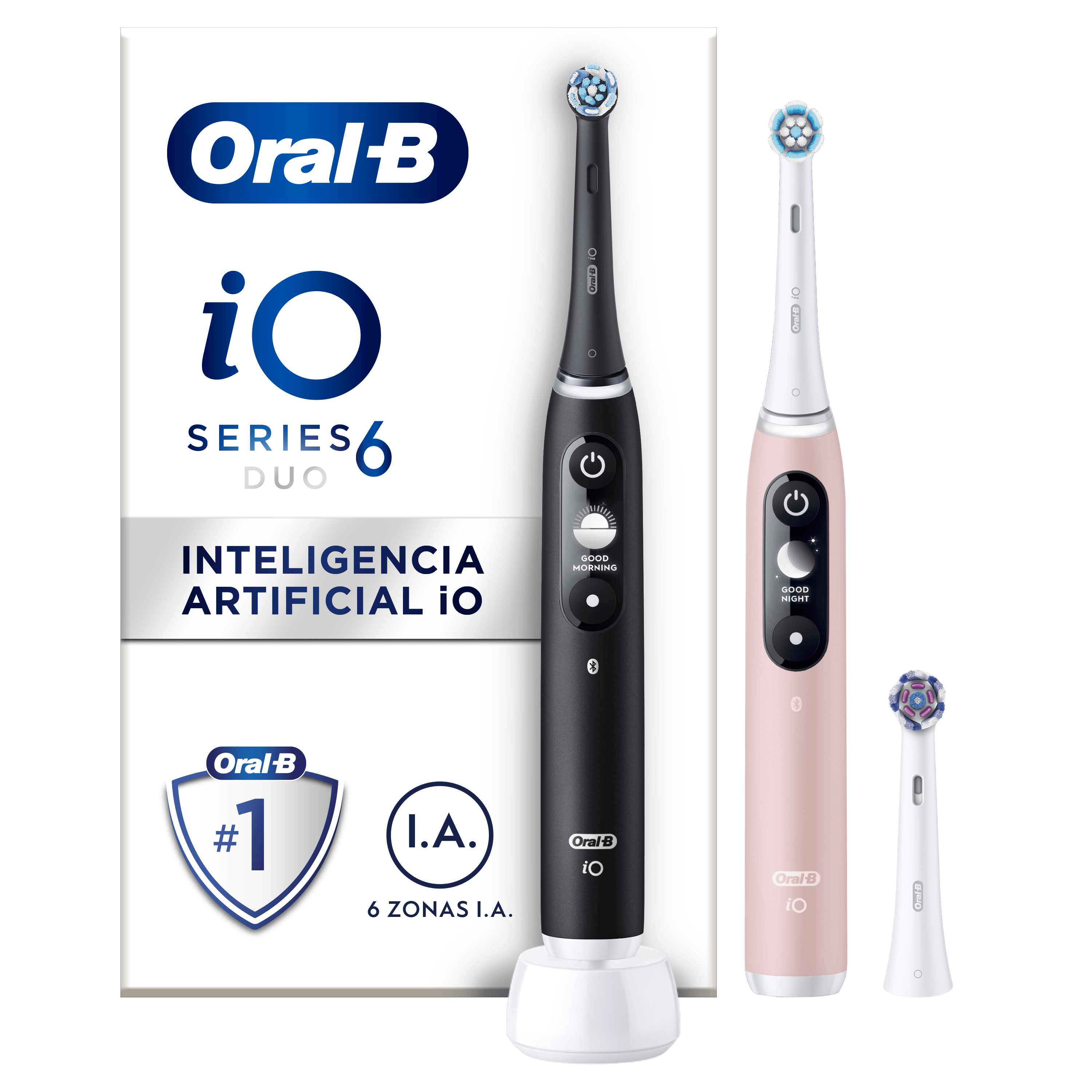 Oral-B iO6 Pack Dúo de Cepillos Eléctricos Negro y Rosa con 3 cabezales