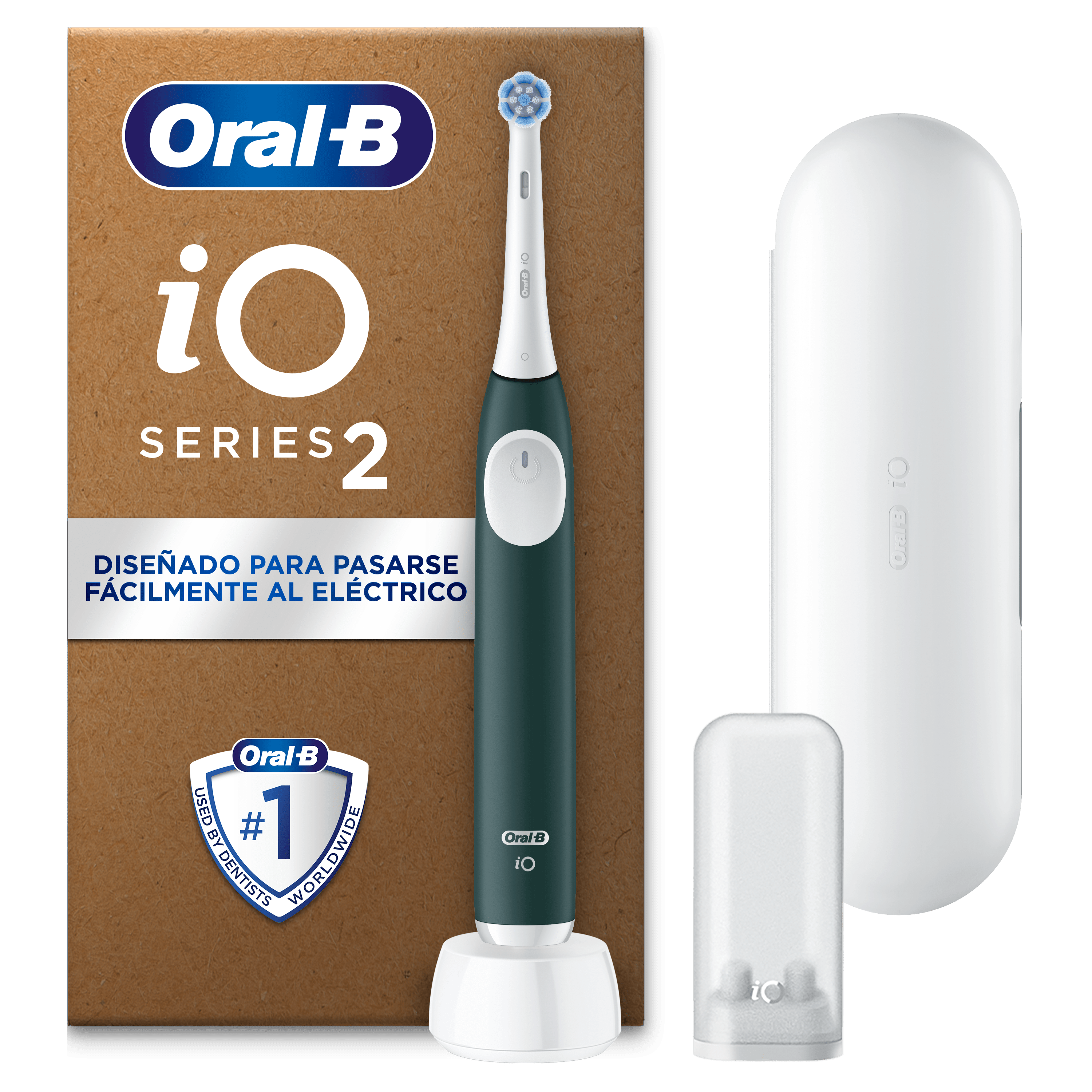 Oral-B iO 2 Pack de Cepillo Eléctrico Verde con 1+2 cabezal y estuche de viaje