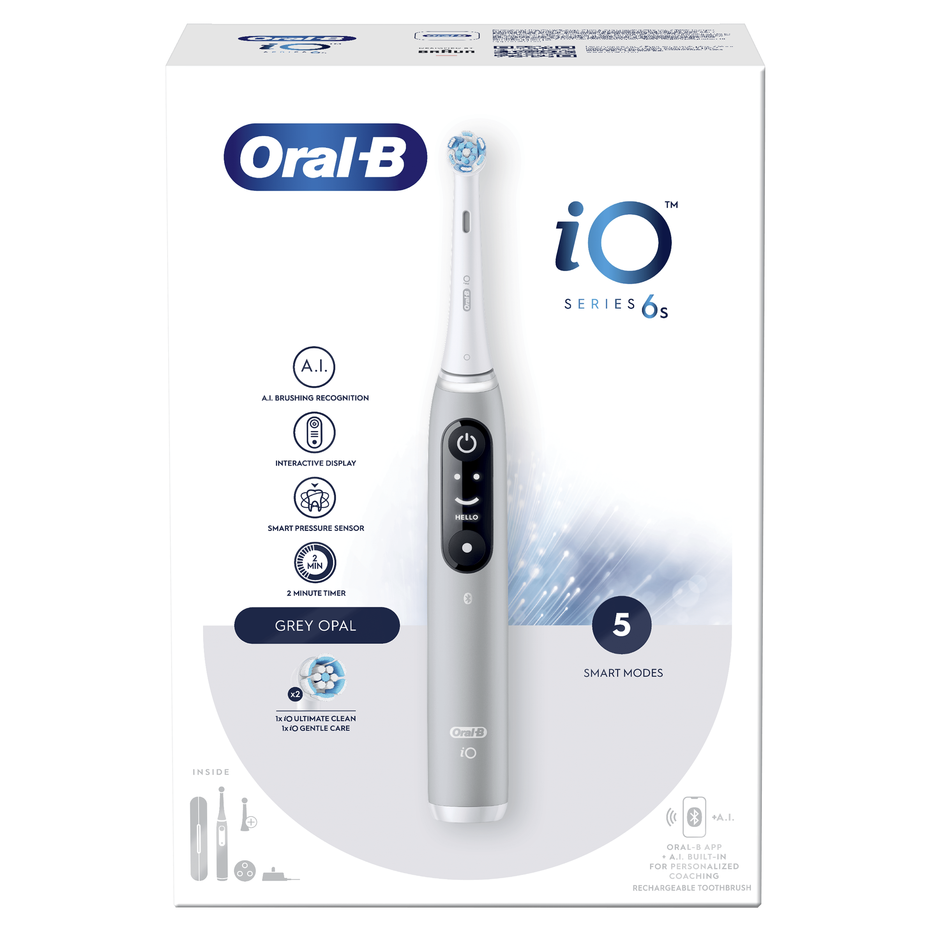 Oral-B iO 6 Cepillo Eléctrico Gris con 2+4 cabezales