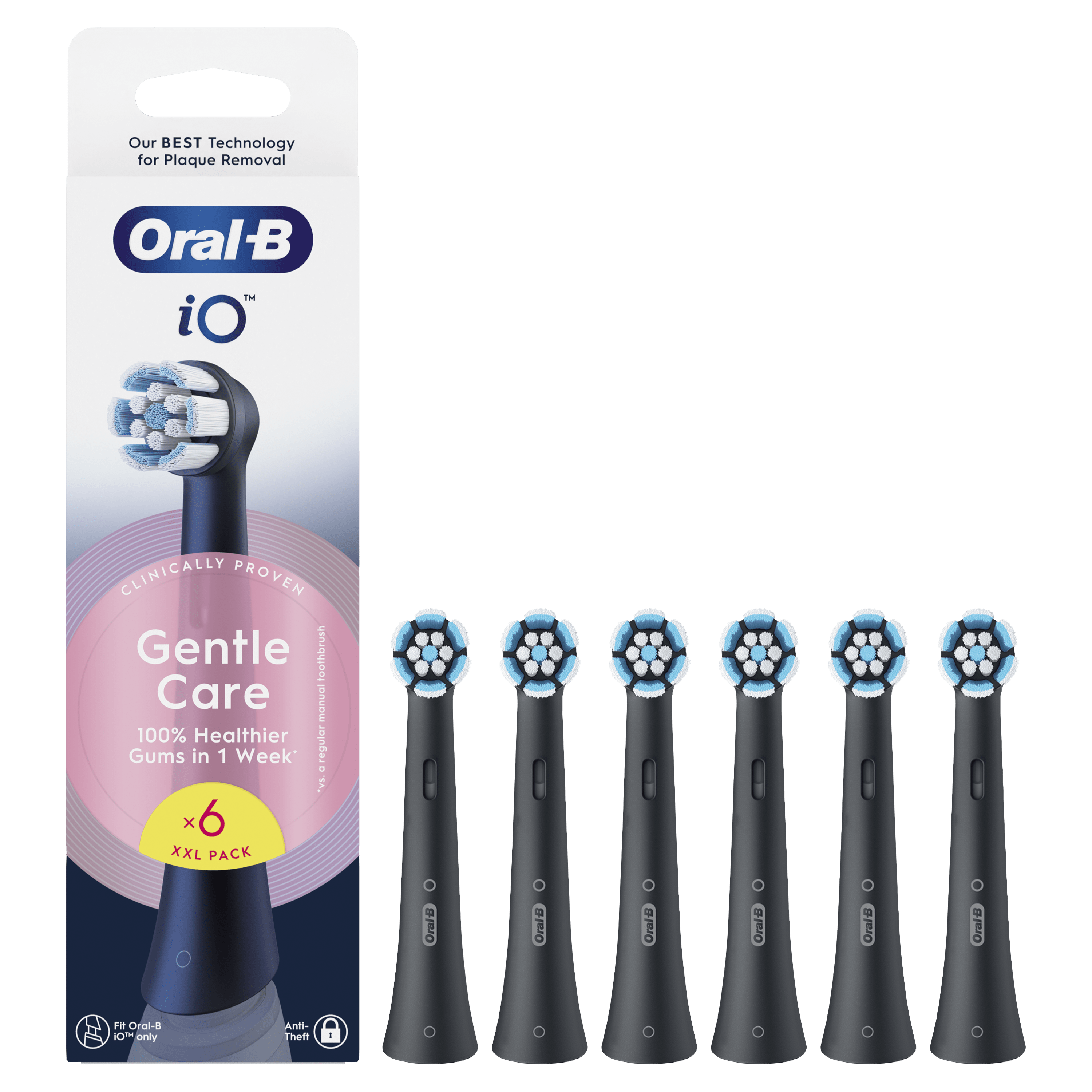 Oral-B iO Recambios Gentle Care en Negro - Pack de 6