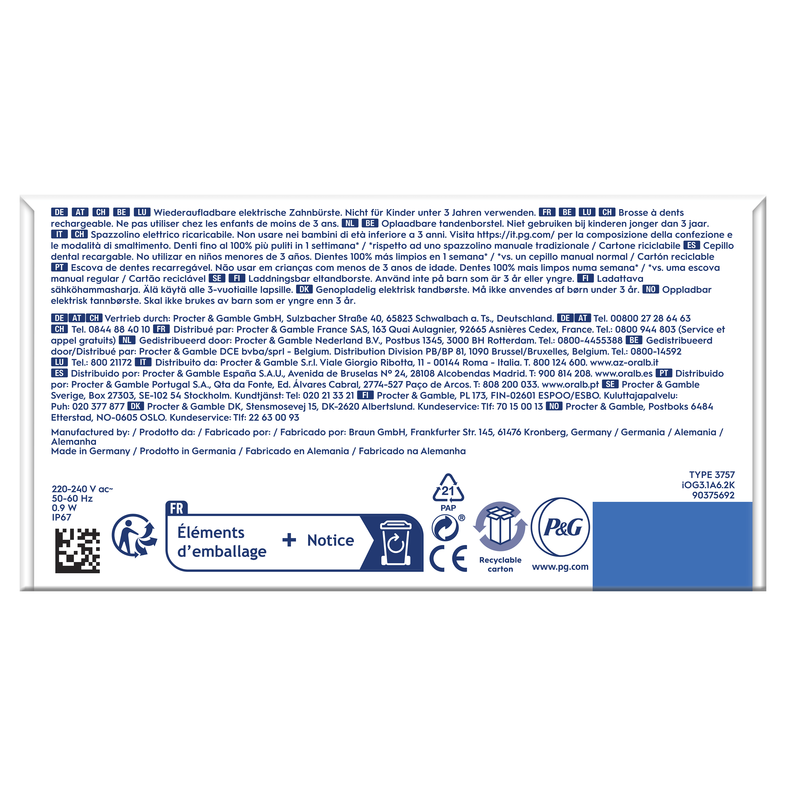 Oral-B iO 3 Cepillo Eléctrico Negro con 1+5 cabezal y estuche de viaje