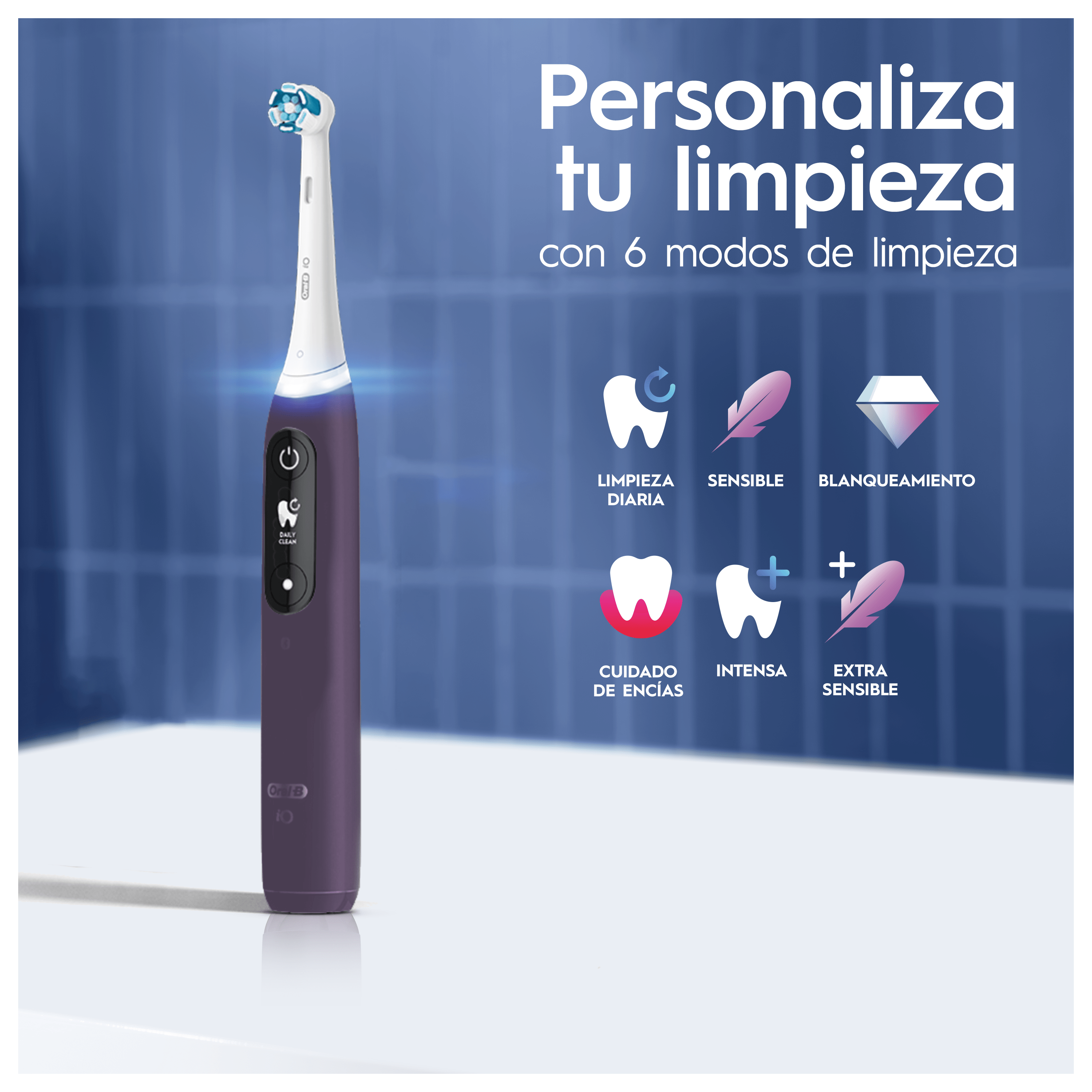 Oral-B iO 8 Pack de Cepillo Eléctrico Violeta con 3 + 2 Recambios