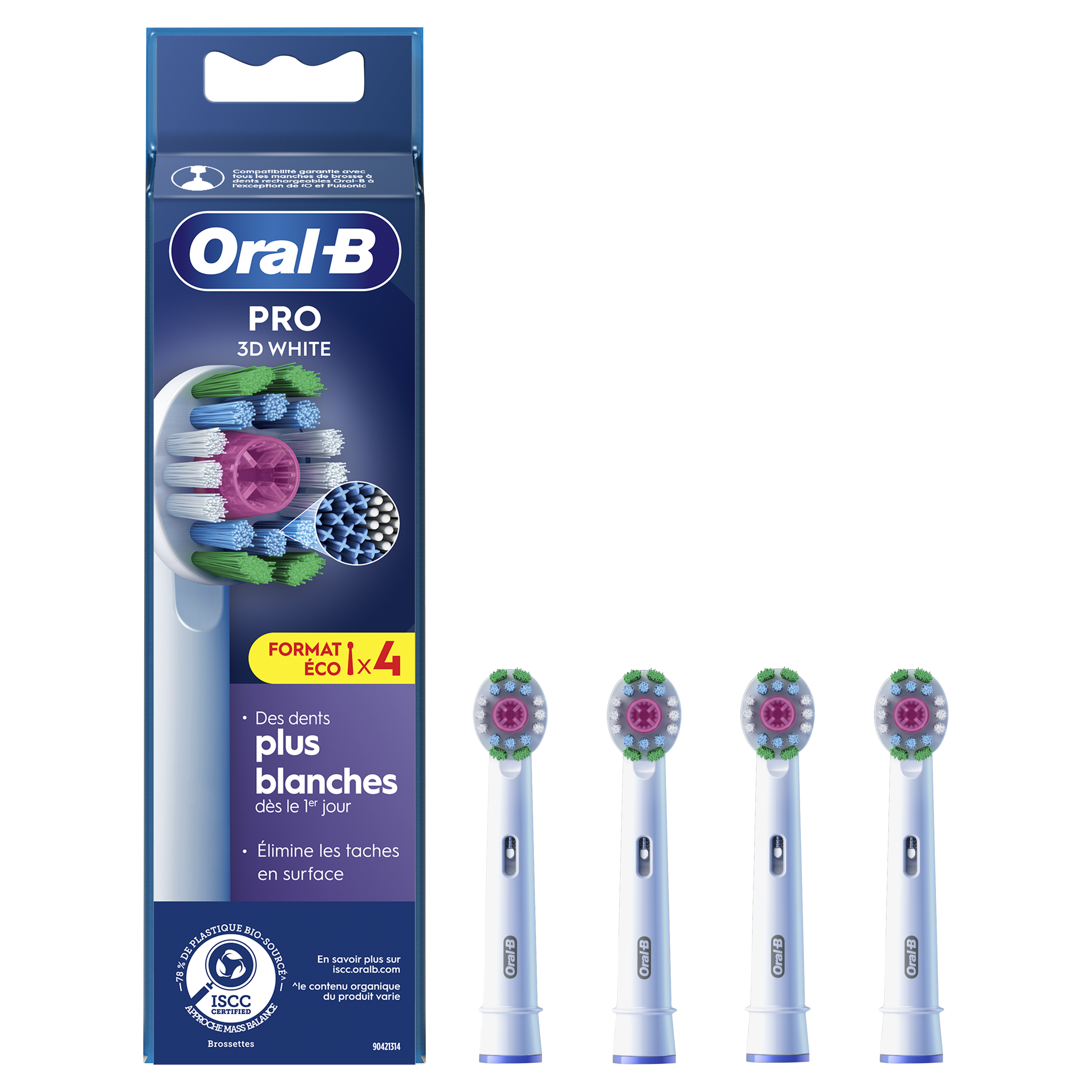 Oral-B Pro 3D White Brossettes Pour Brosse À Dents, Pack De 4 Unités