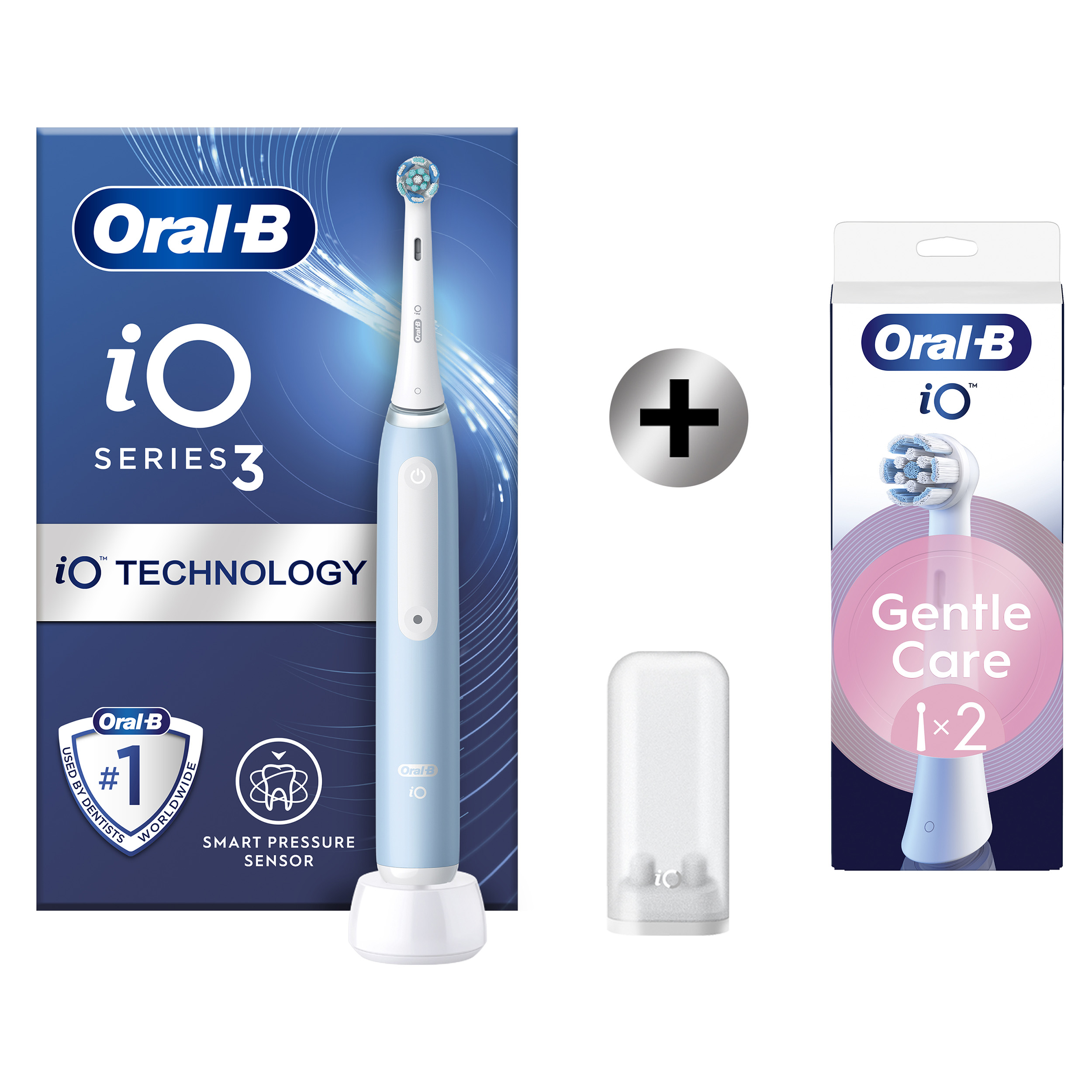 Oral-B iO 3 Bleue Brosse à dents électrique avec brossette + 2 brossettes