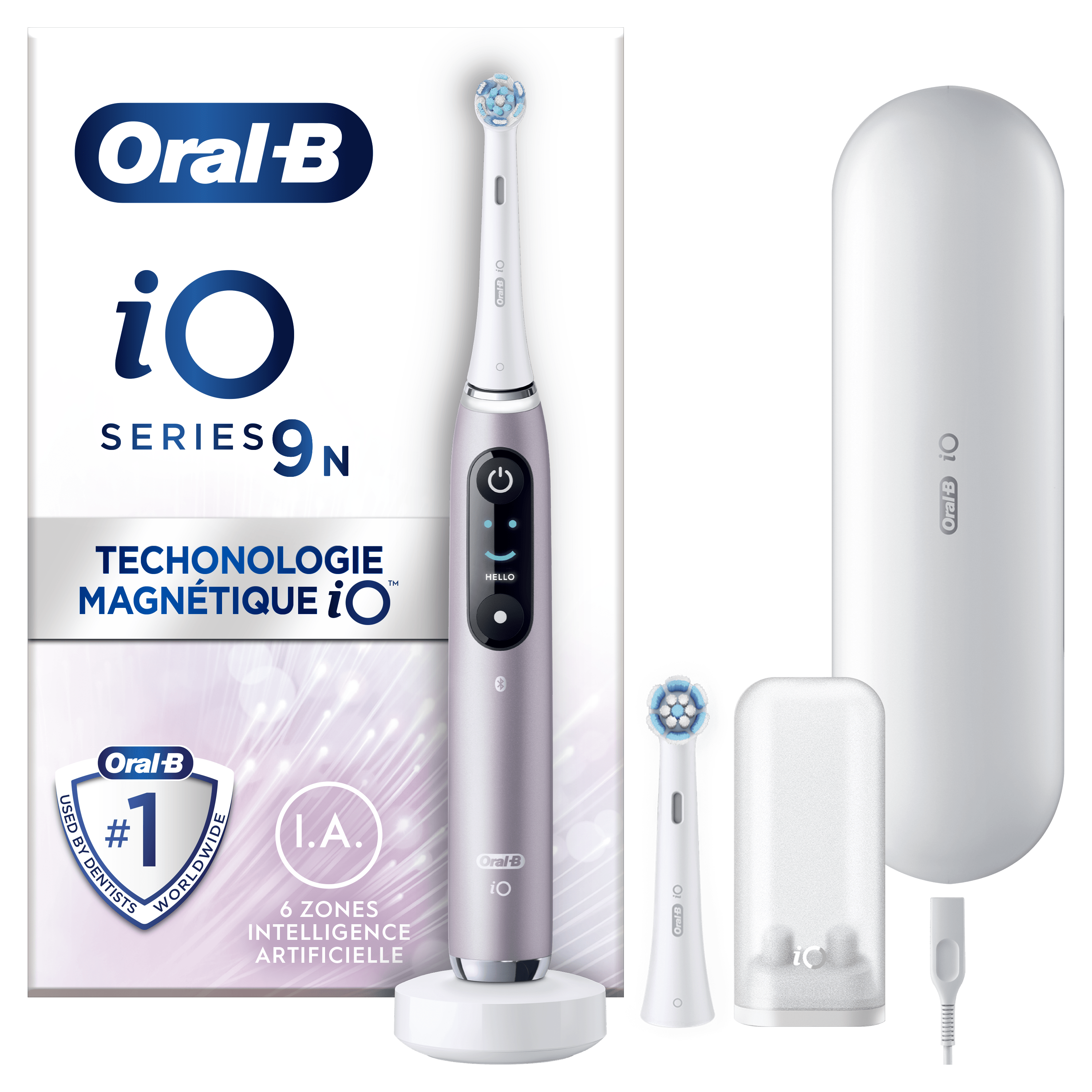 Oral-B iO 9 Rose Brosse à dents électrique avec 2 brossettes