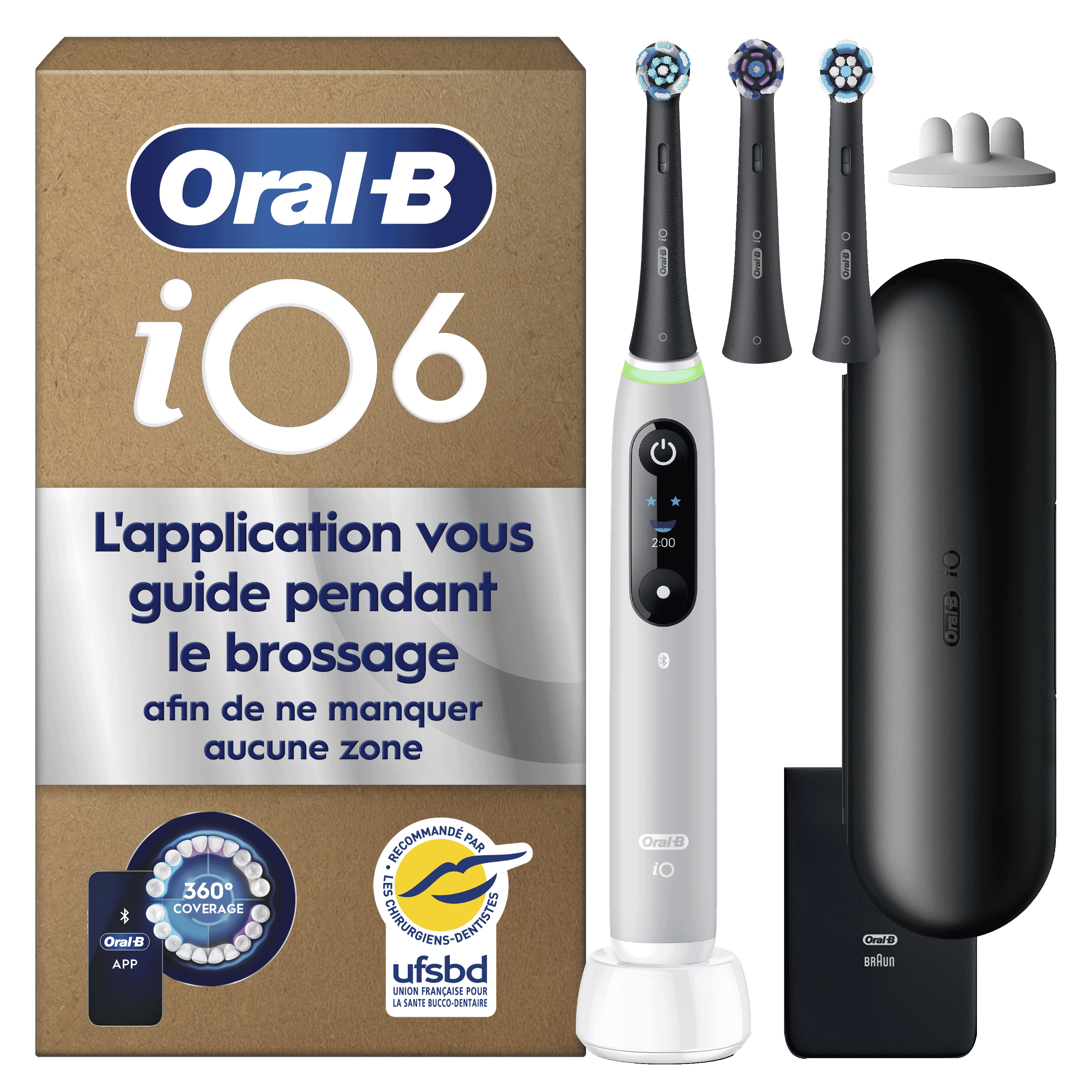 Oral-B&nbsp;iO6&nbsp;Brosse&nbsp;À&nbsp;Dents&nbsp;Électrique&nbsp;Grise,&nbsp;3&nbsp;Brossettes,&nbsp;1&nbsp;Étui&nbsp;De&nbsp;Voyage,1&nbsp;Pochette,&nbsp;1&nbsp;Porte&nbsp;Brossettes