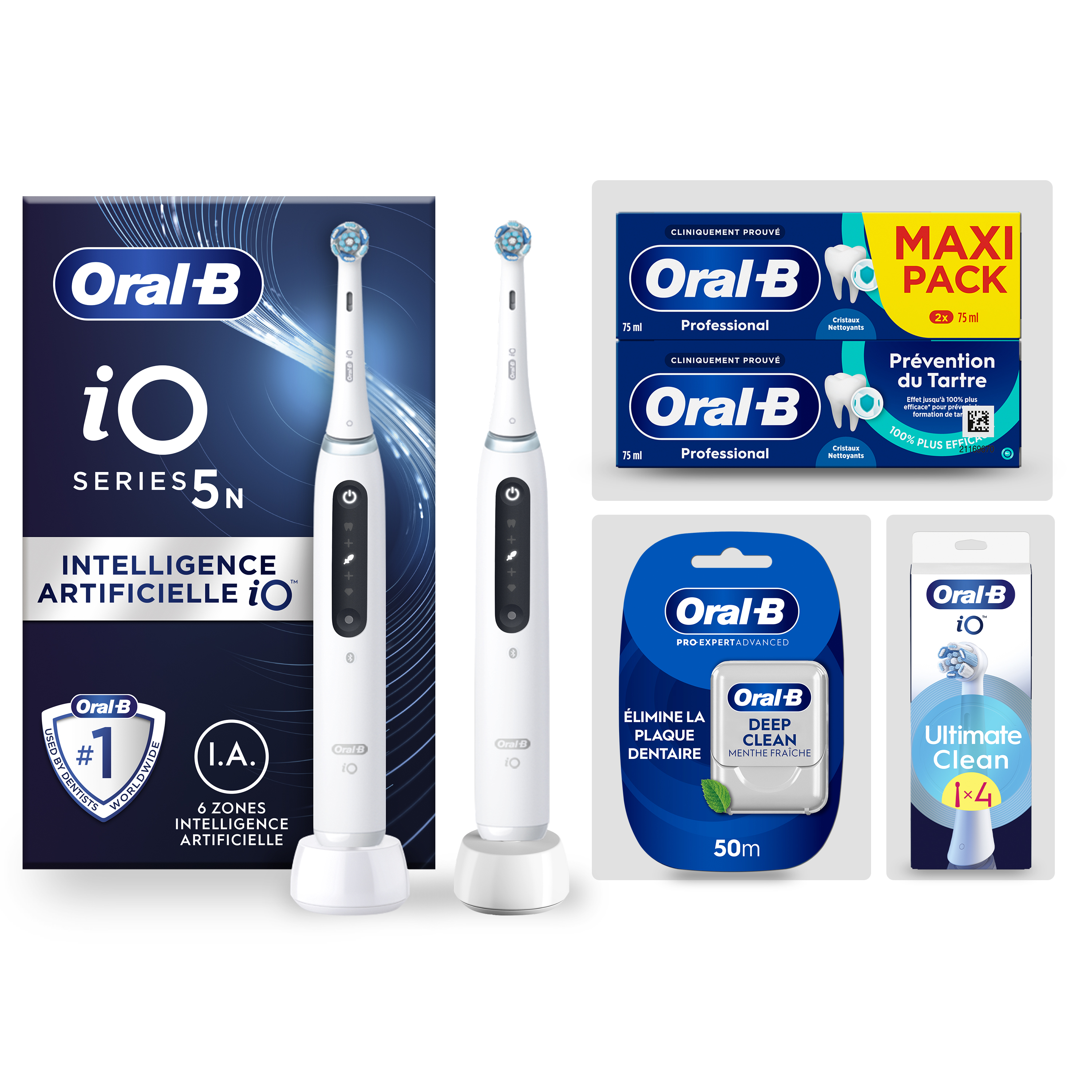 Oral-B iO5 Blanche Pack Routine Complète