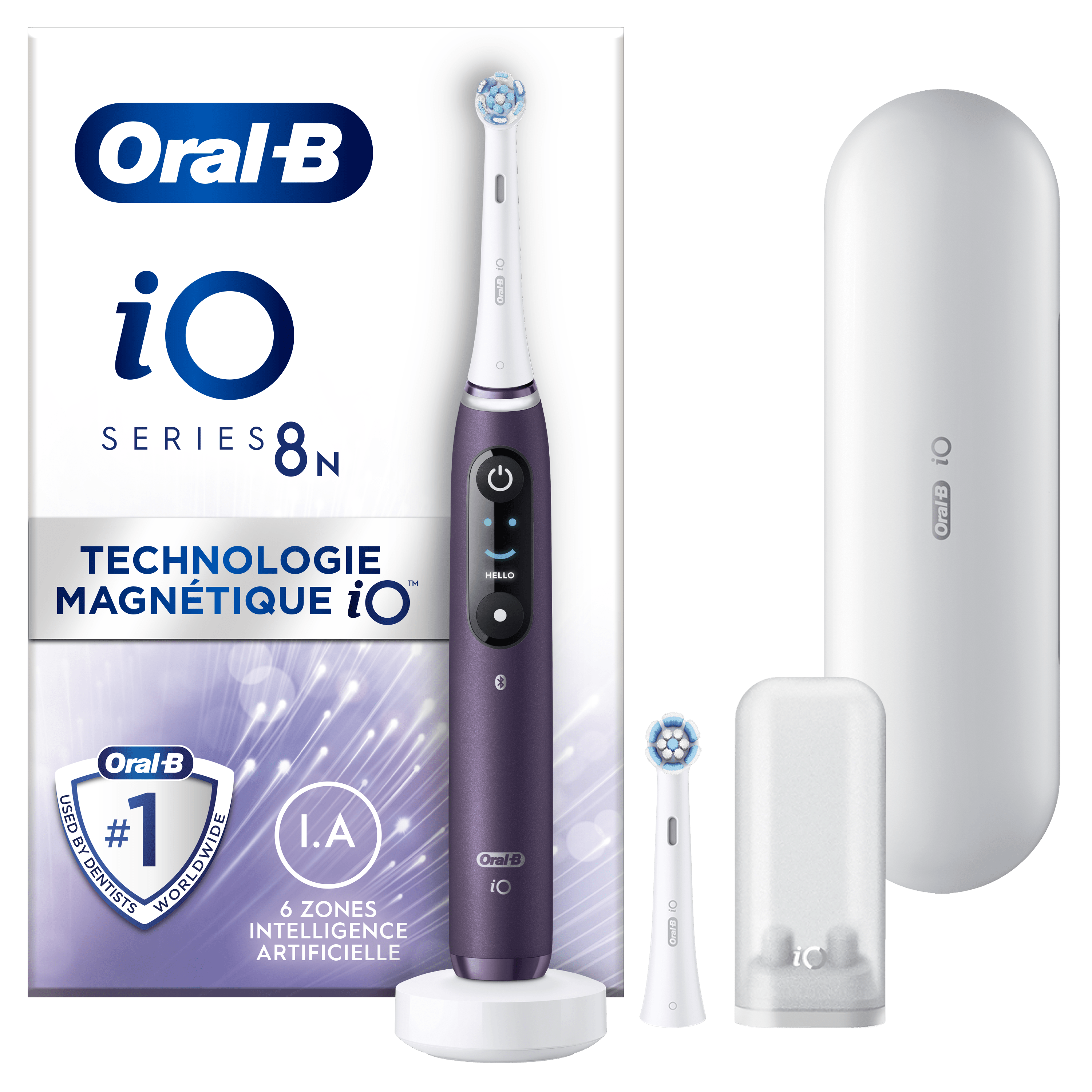 Oral-B iO 8 Violette Brosse à dents électrique avec 2 brossettes