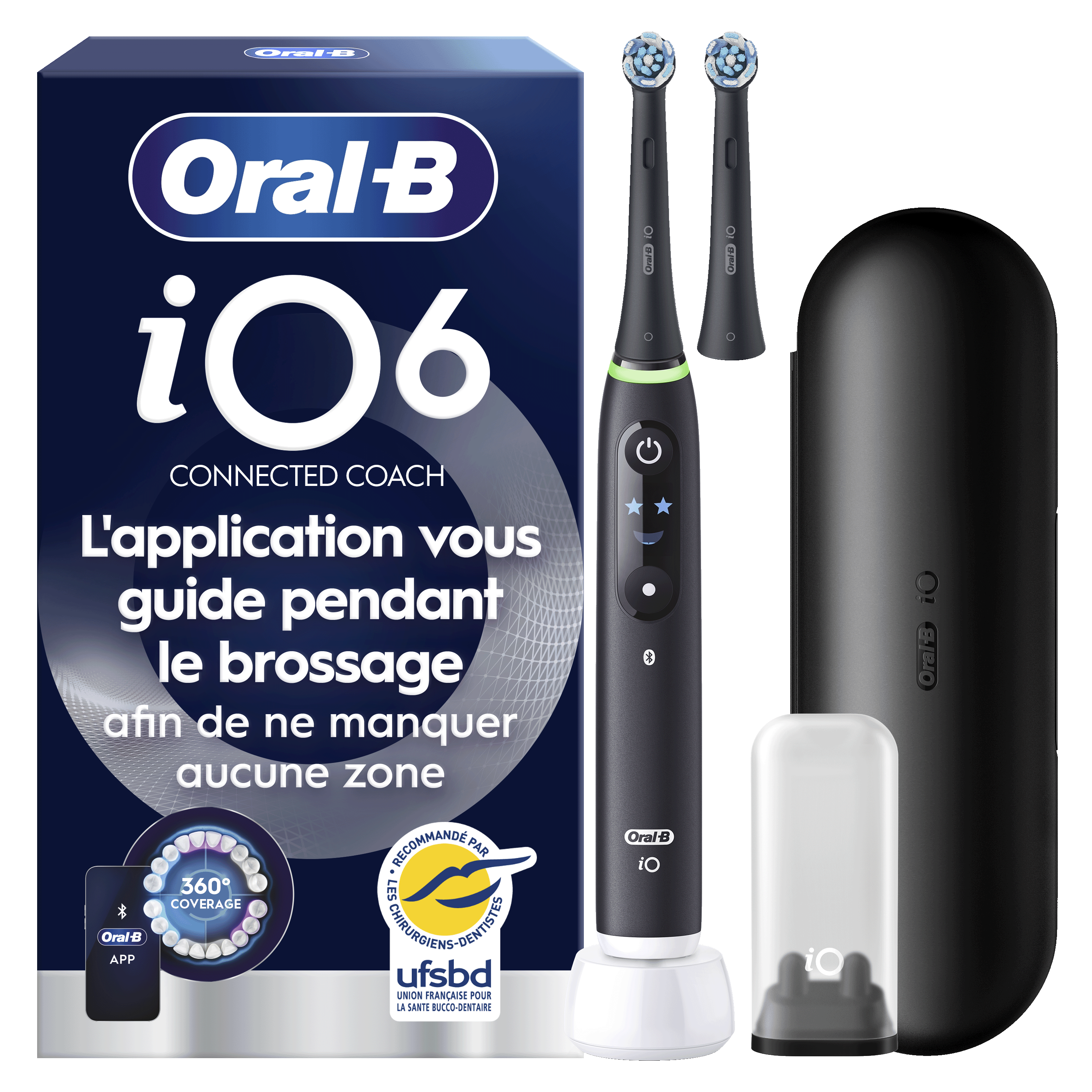 Oral-B iO 6 Noire Brosse à dents électrique avec brossette