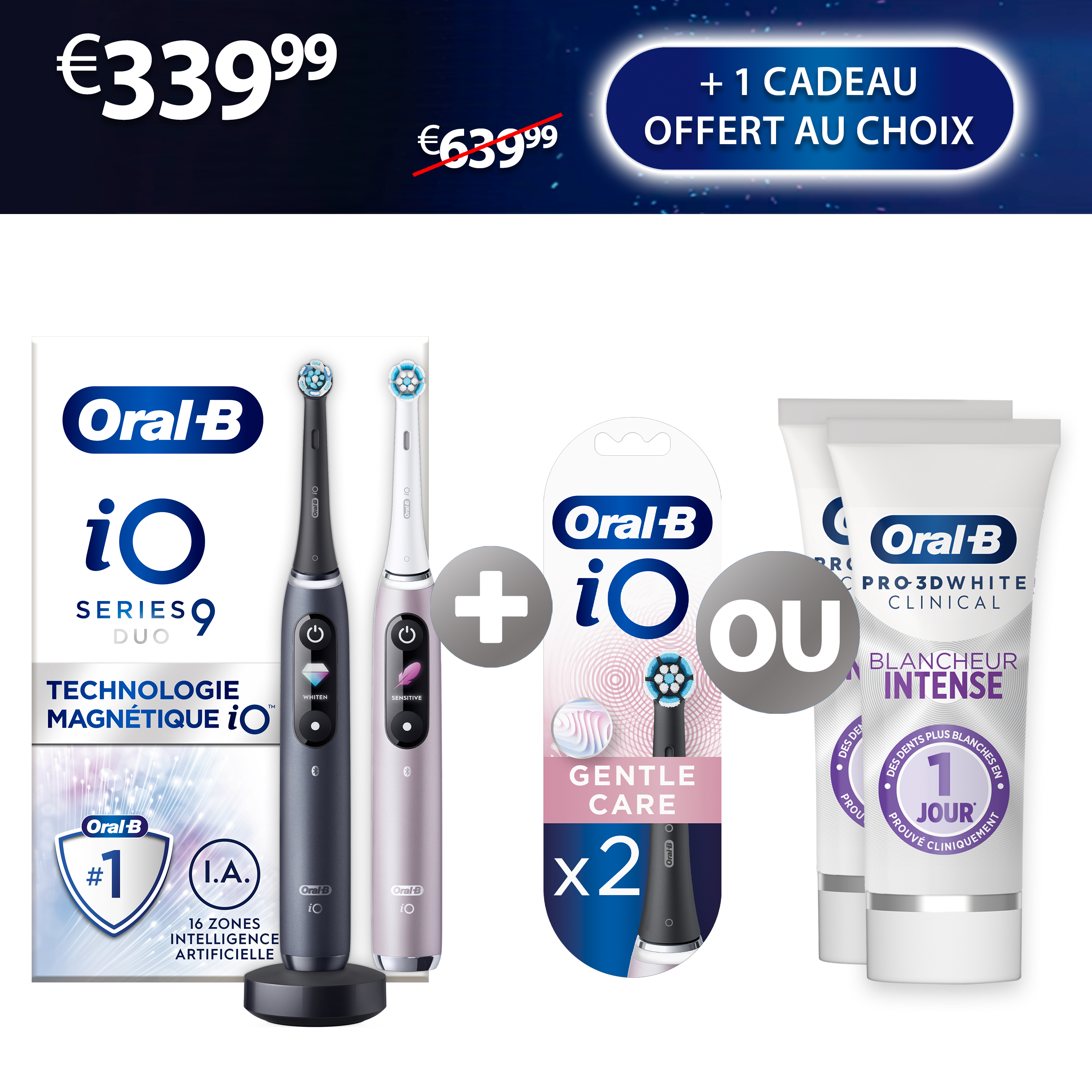 Oral-B iO 9 Pack 2 brosses à dents électriques