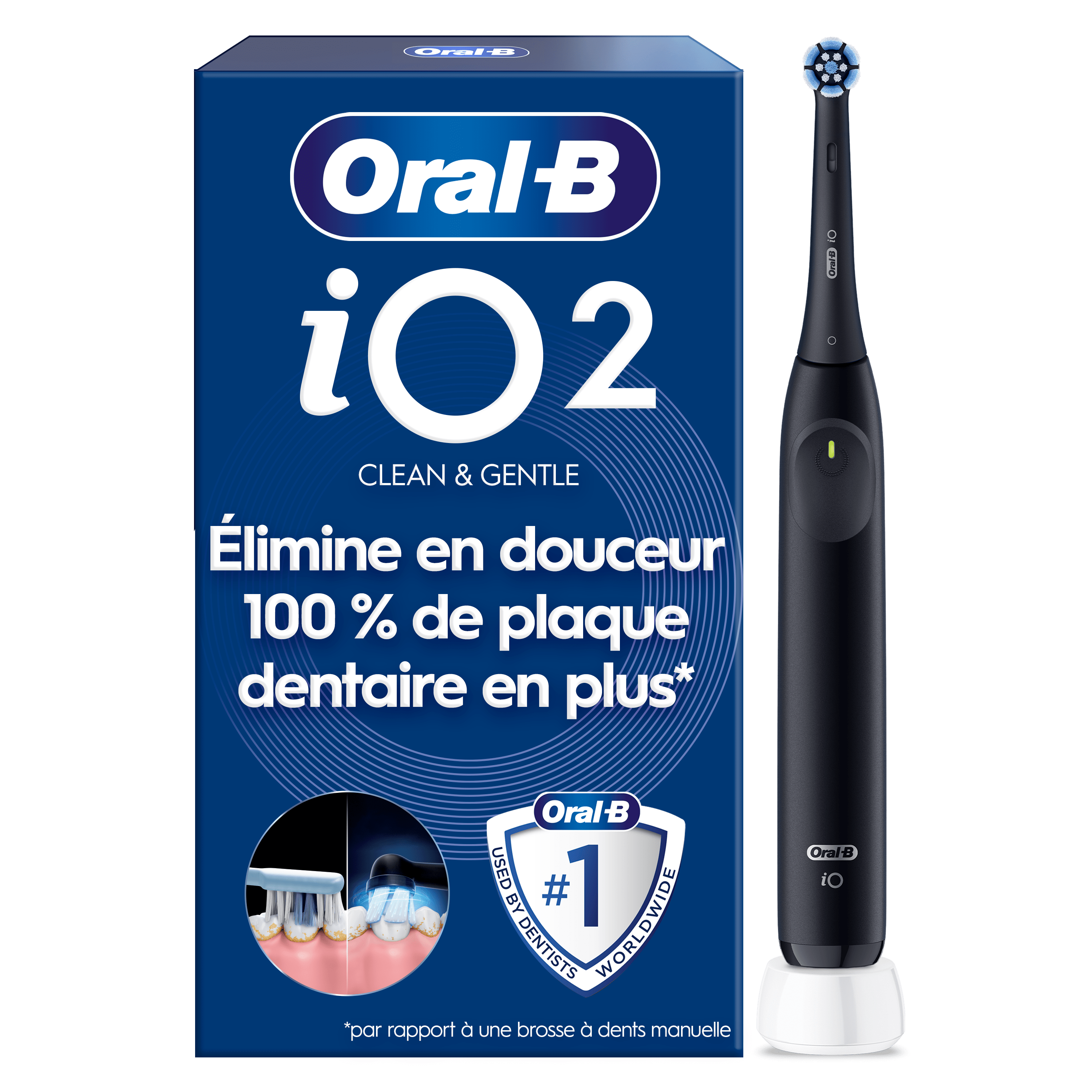 Brosse à dents électrique Oral-B iO2, Noire, 1 brossette