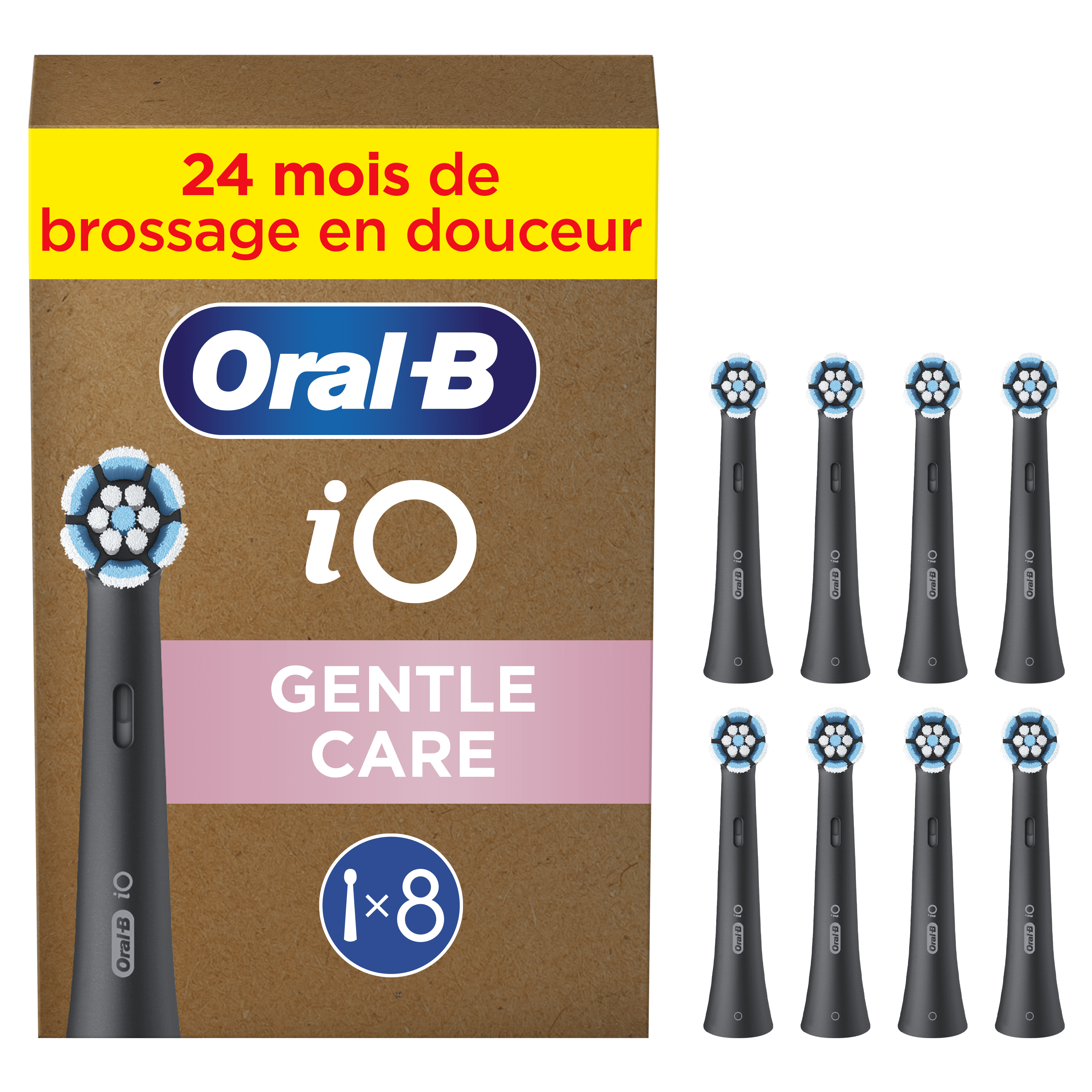 Oral-B iO Gentle Care Noir, Brossettes rondes de rechange Authentiques, 8: retailer-supplied image