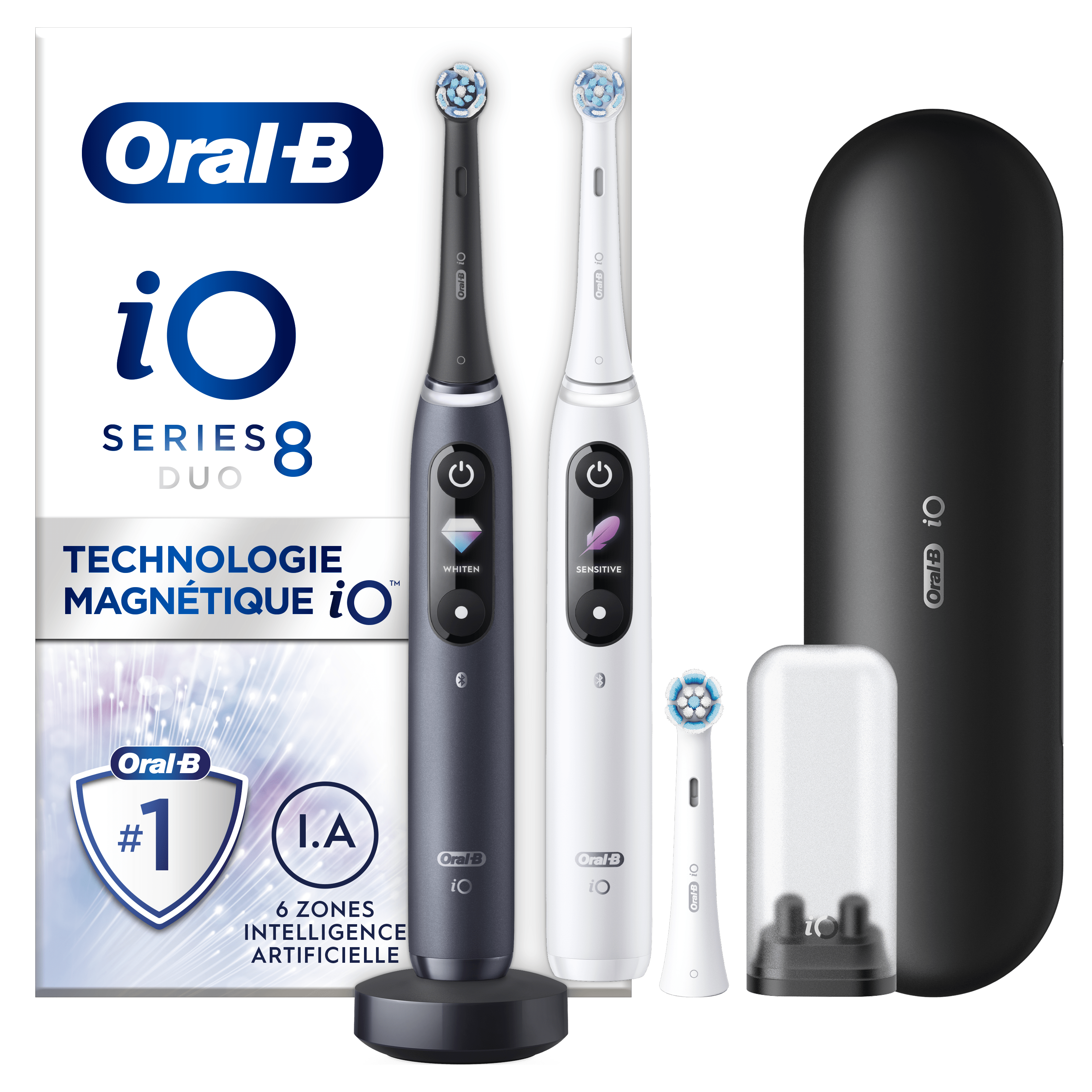 Oral-B iO 8 Pack 2 brosses à dents électriques avec 3 brossettes