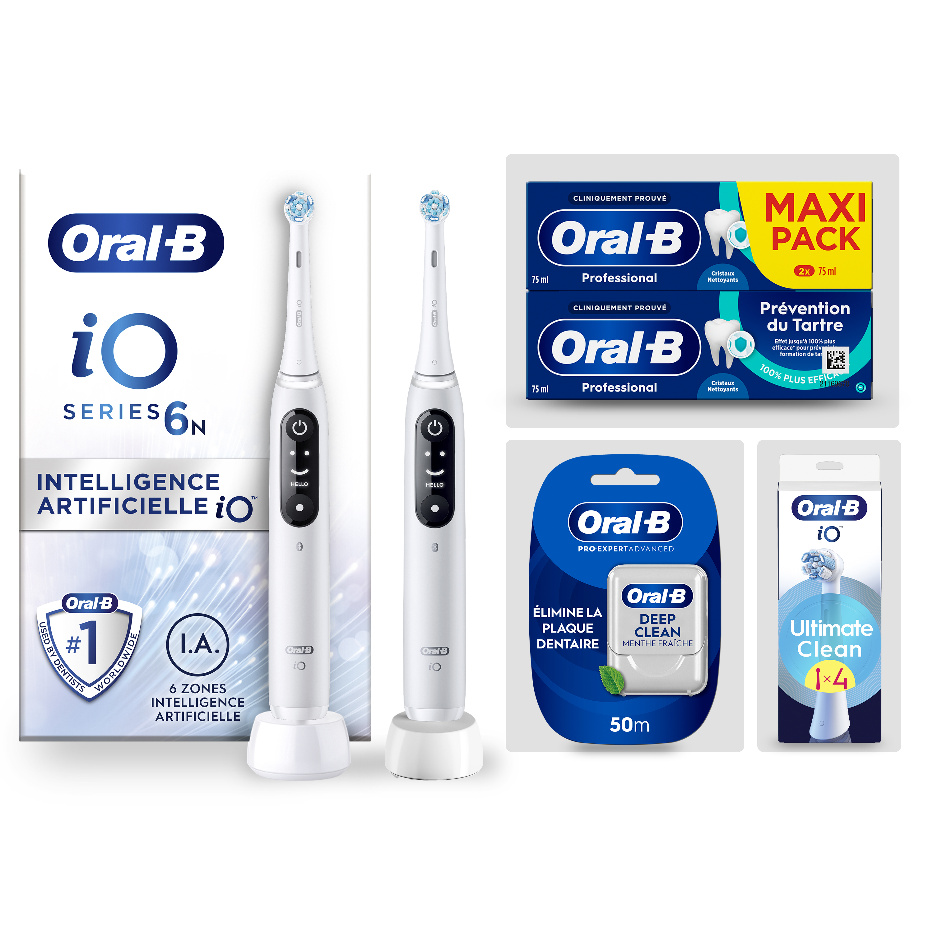 Oral-B iO6 Blanche Pack Routine Complète