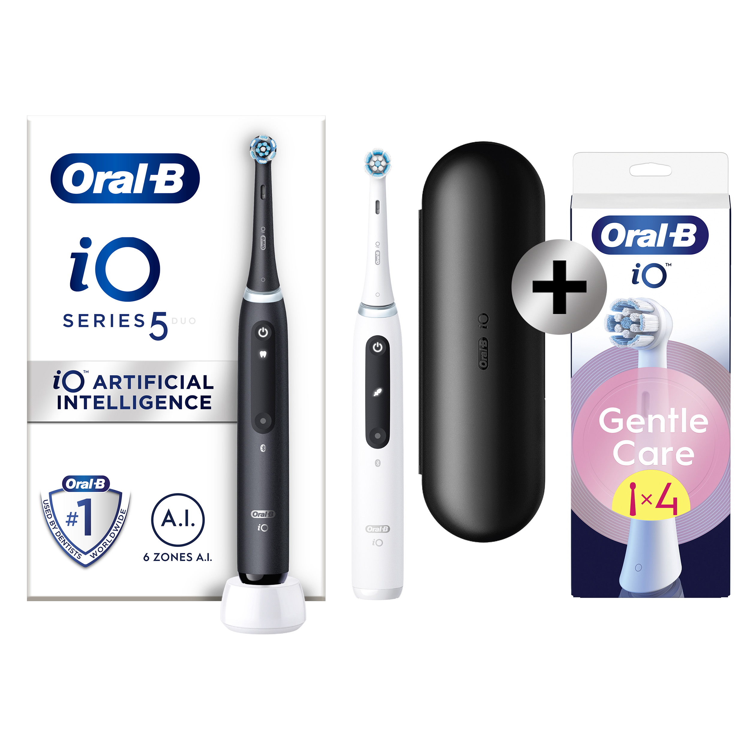 Oral-B iO 5 Pack 2 brosses à dents électriques avec brossettes + 4 brossettes