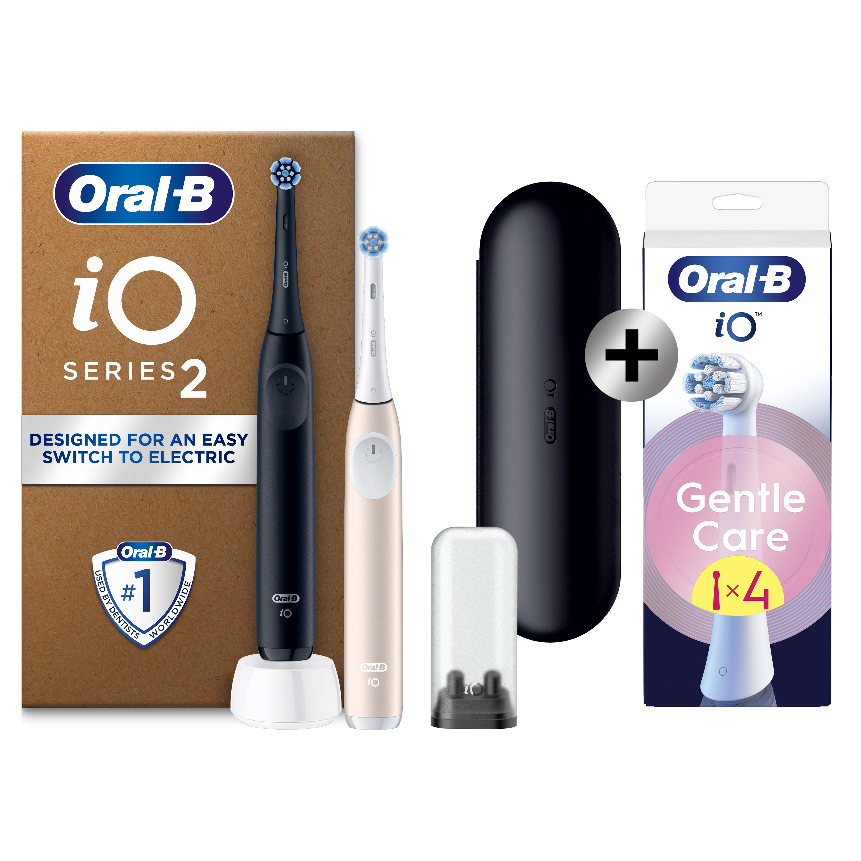 Oral-B iO2 Pack 2 brosses brosses à dents électriques Noire et Rose + 4 brossettes