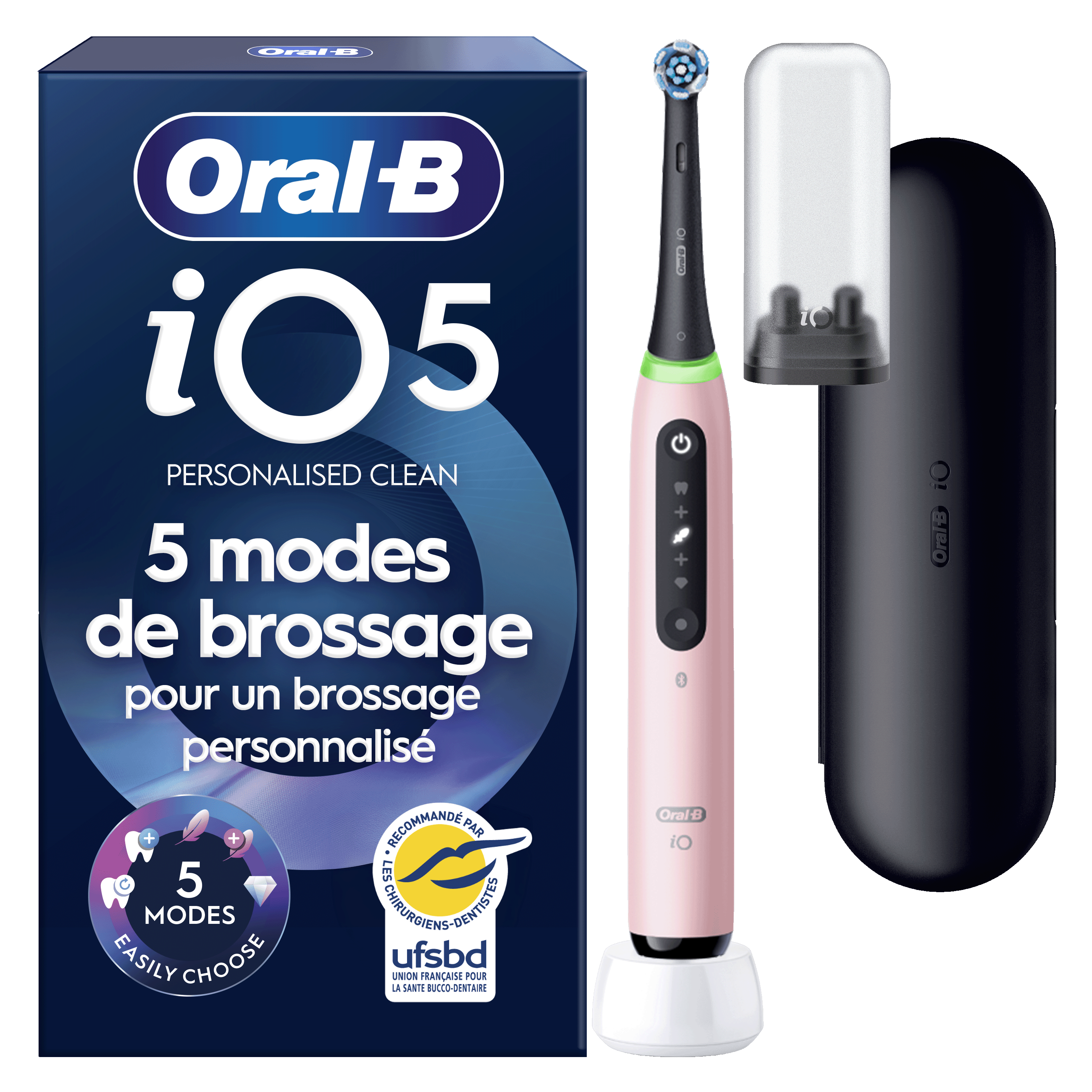 Oral-B iO 5 Rose Brosse à dents électrique avec brossette: retailer-supplied image