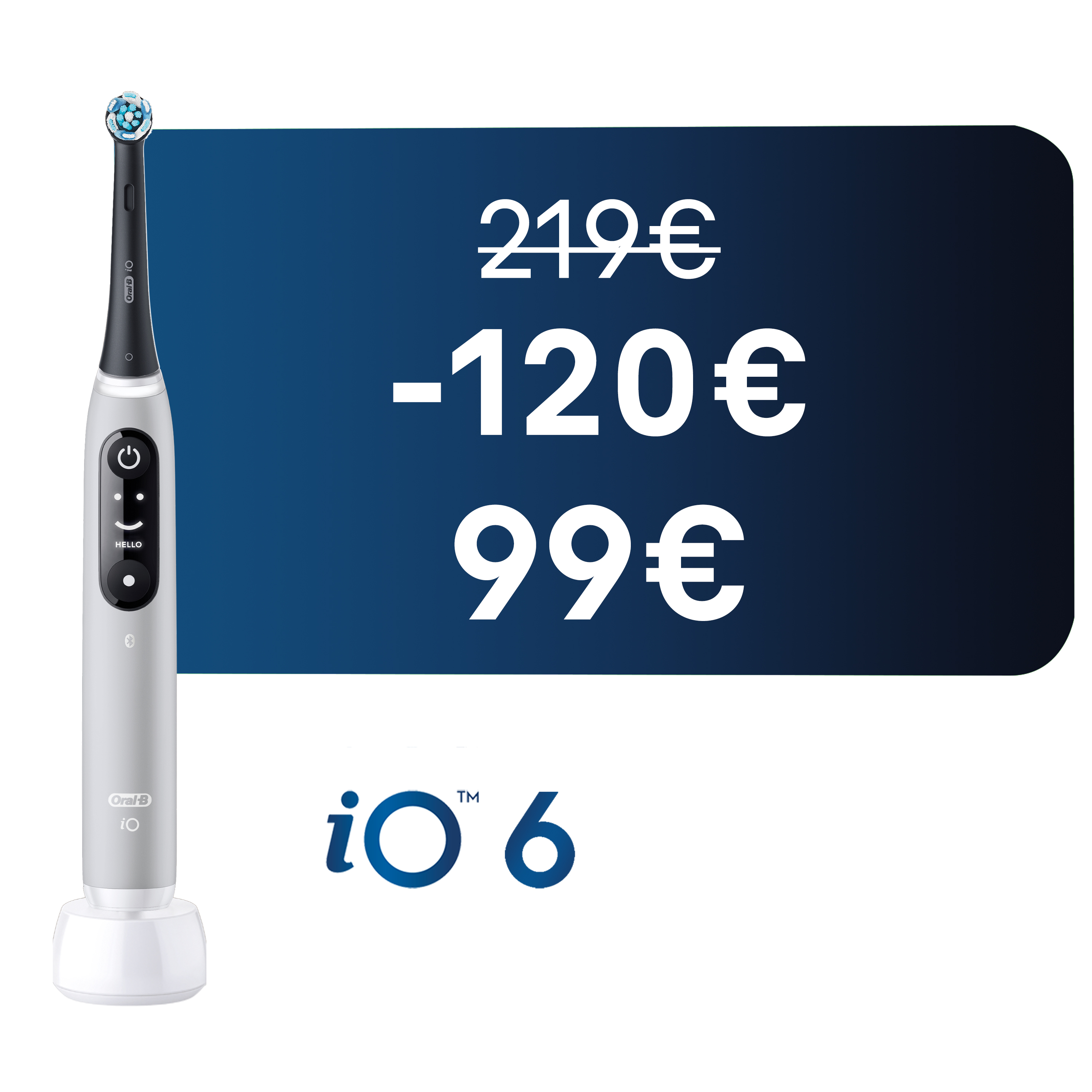Oral-B iO6 Grise brosse à dents électrique avec 3 brossettes