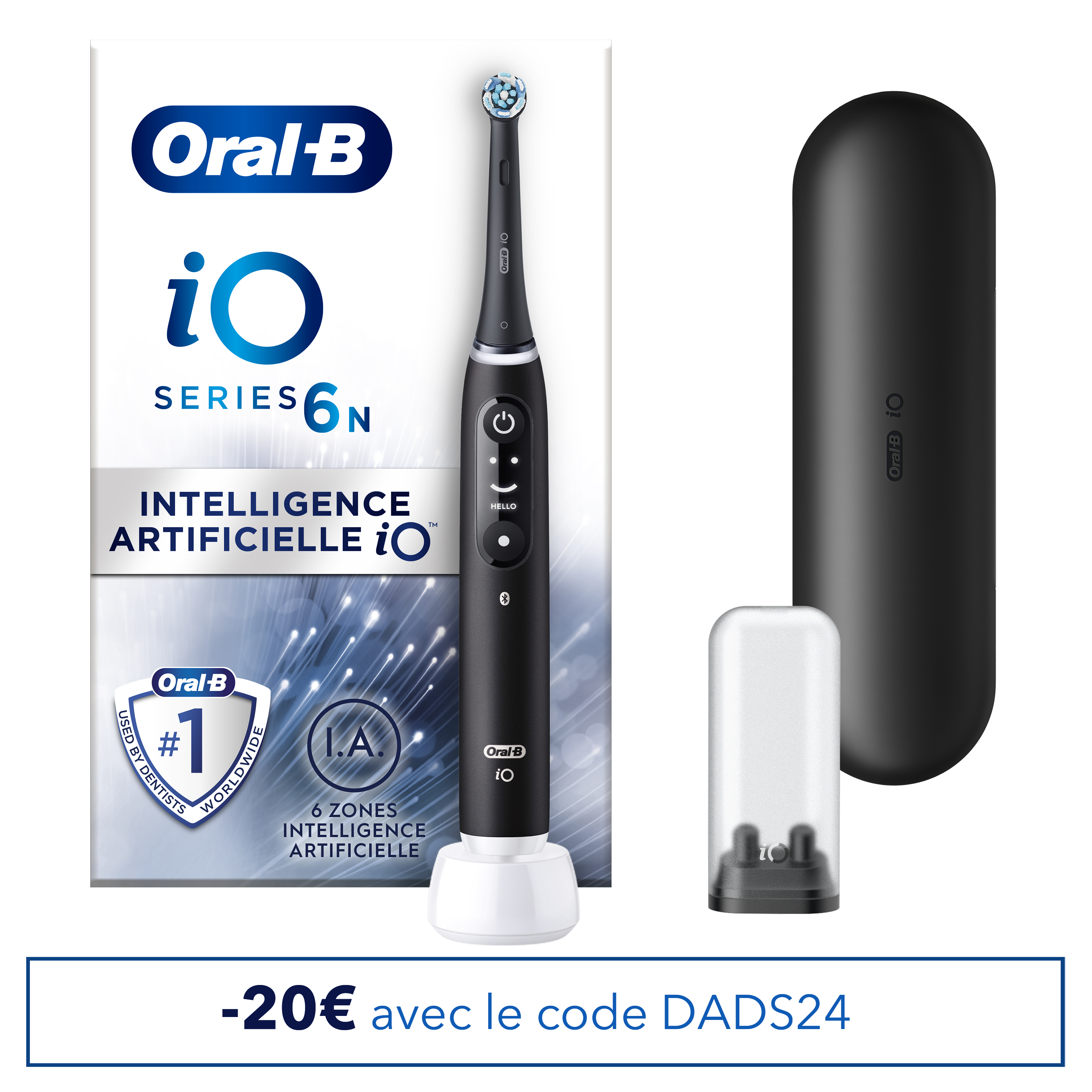 Oral-B iO 6 Noire Brosse à dents électrique avec brossette