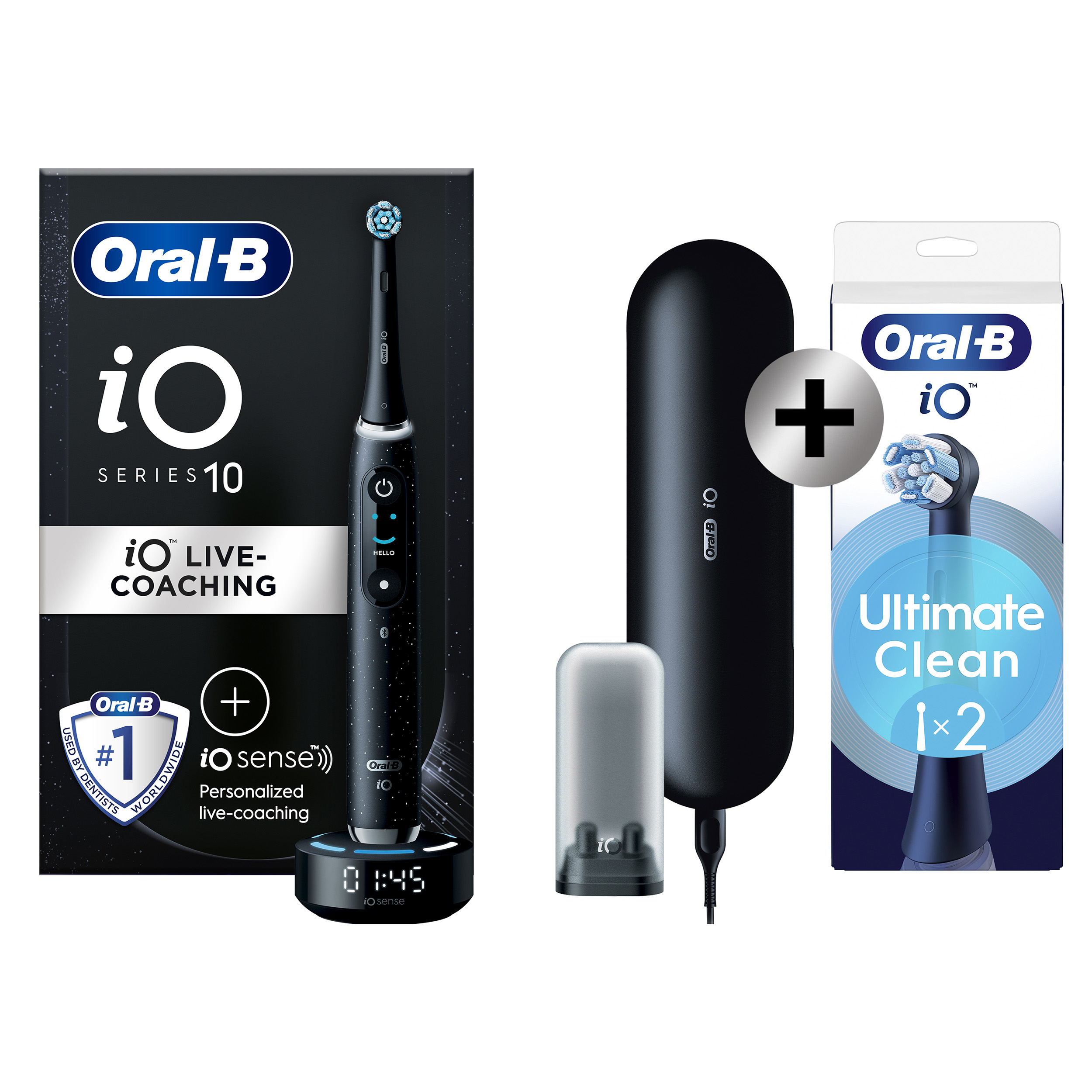 Oral-B iO 10 Noire Brosse à dents électrique avec brossette + 2 brossettes