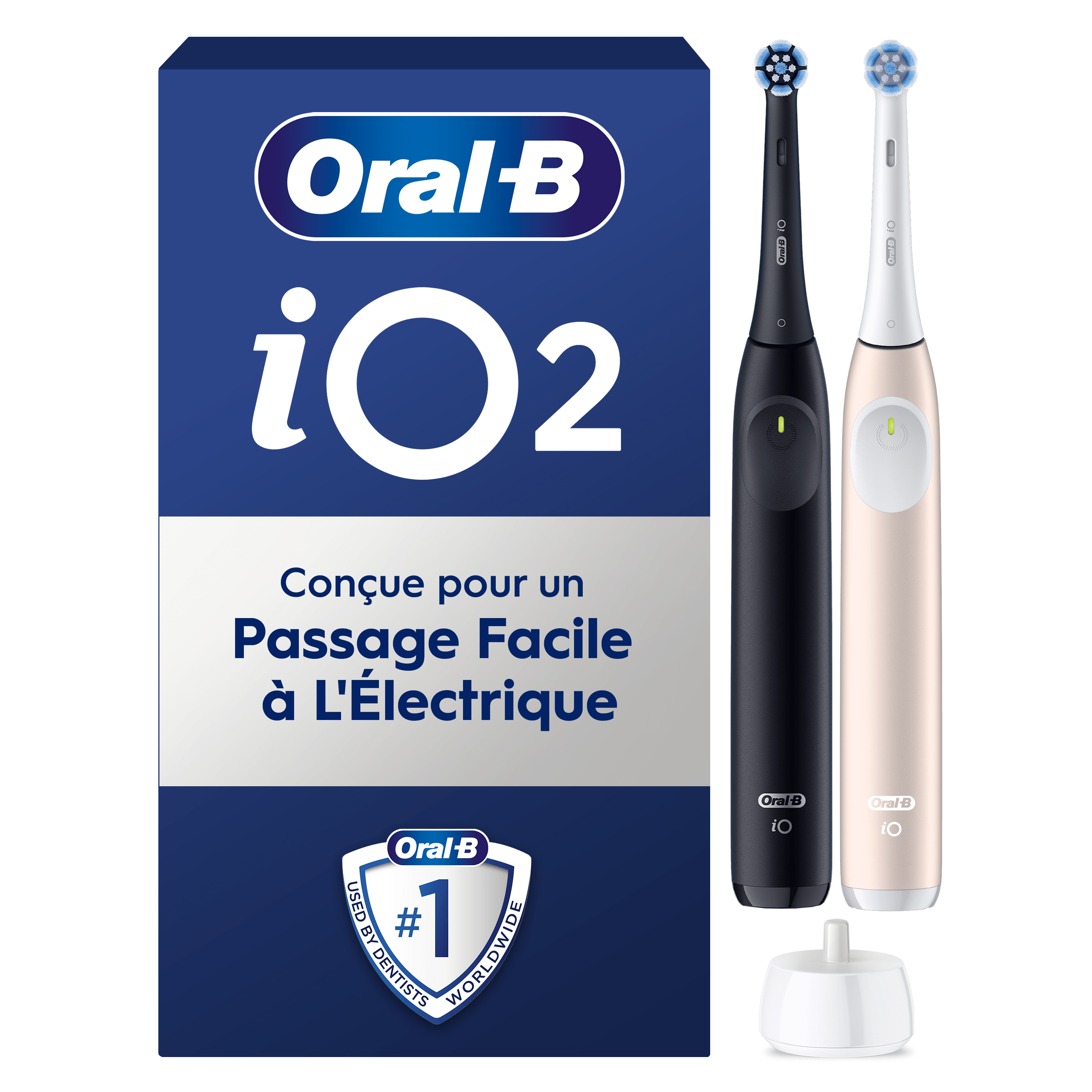 Oral-B iO2 DUO, Brosses À Dents Électriques Noire Et Rose Clair, 2 Brossettes