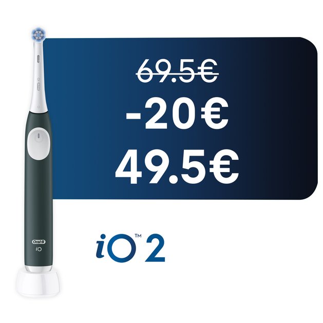 Brosse À Dents Électrique Oral-B iO2 Verte, 1 brossette, Étui De Voyage