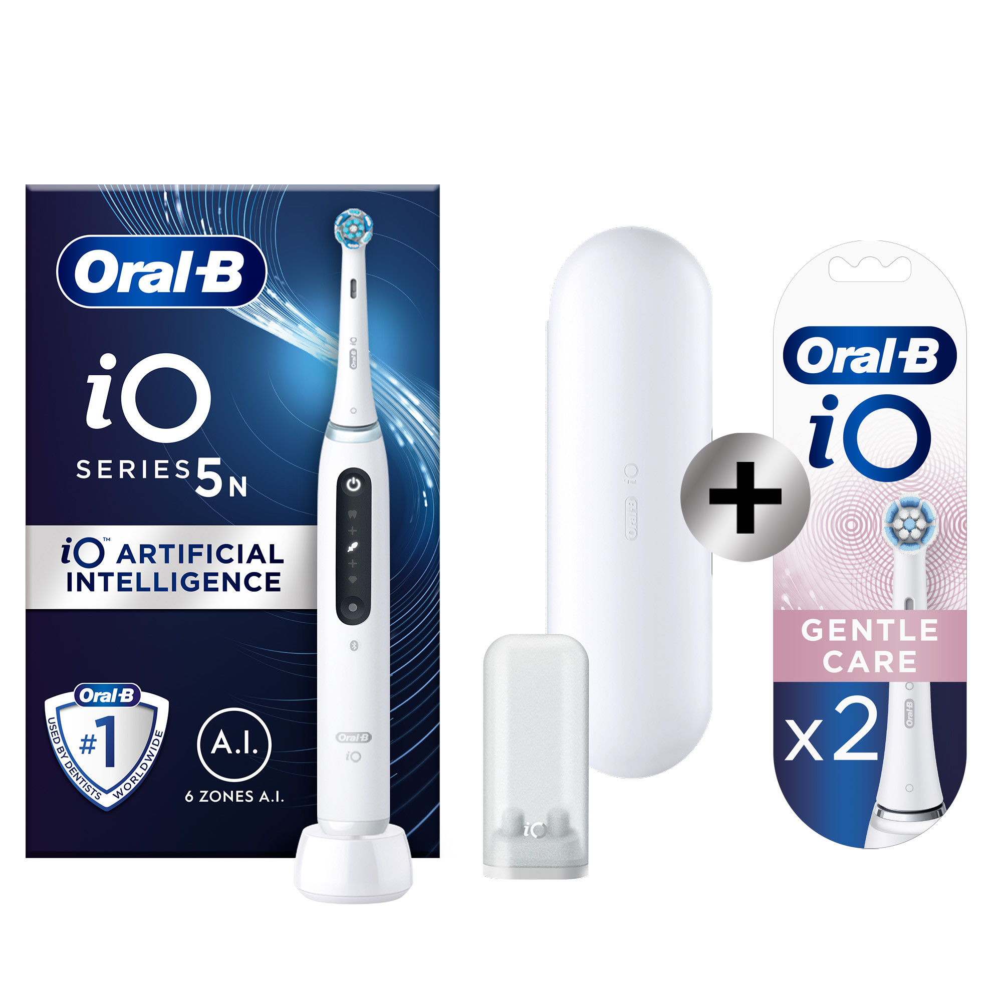 Oral-B iO 5 Blanche Brosse à dents électrique avec brossette + 2 brossettes