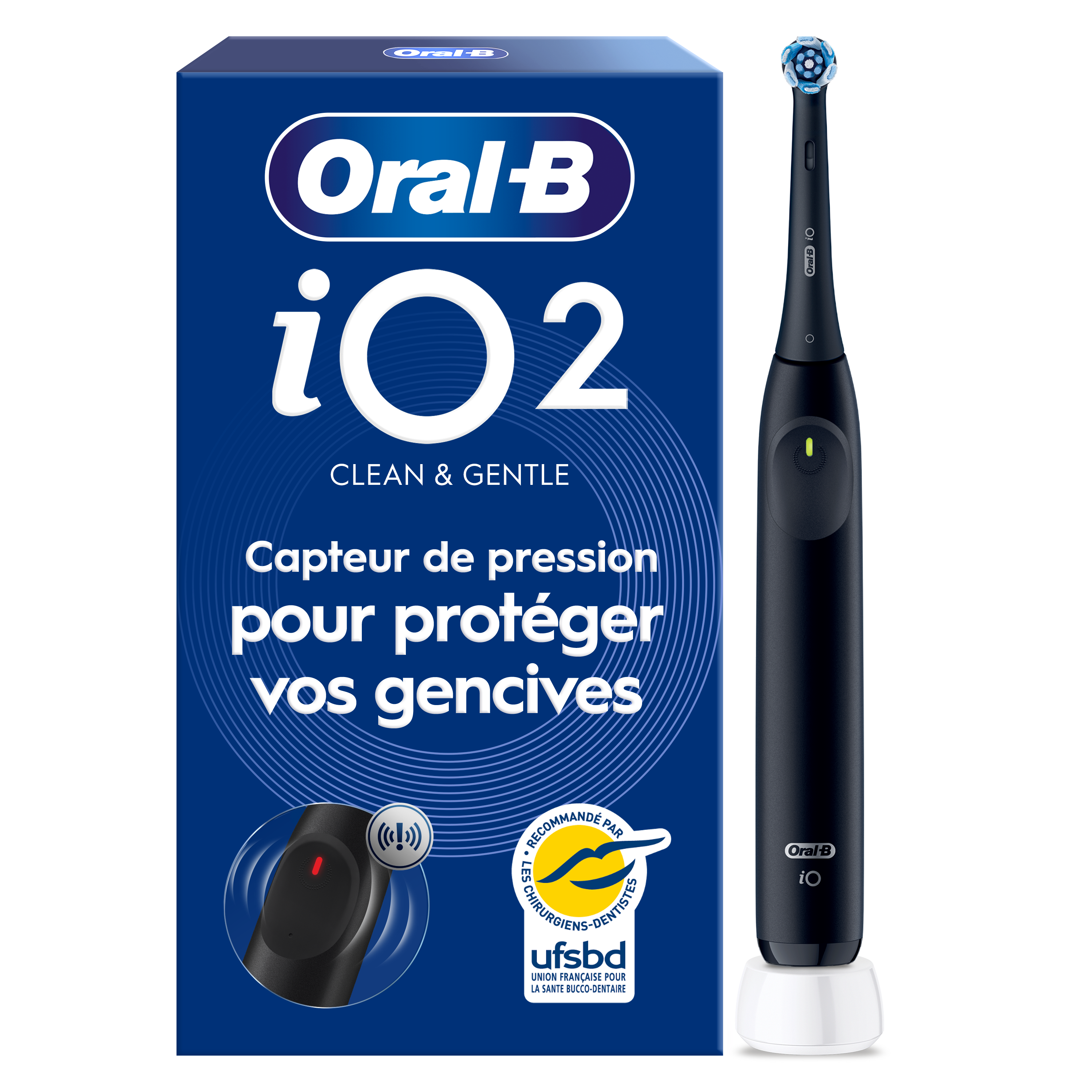 Oral-B iO2 Brosse À Dents Électrique Noire, 1 Brossette: retailer-supplied image