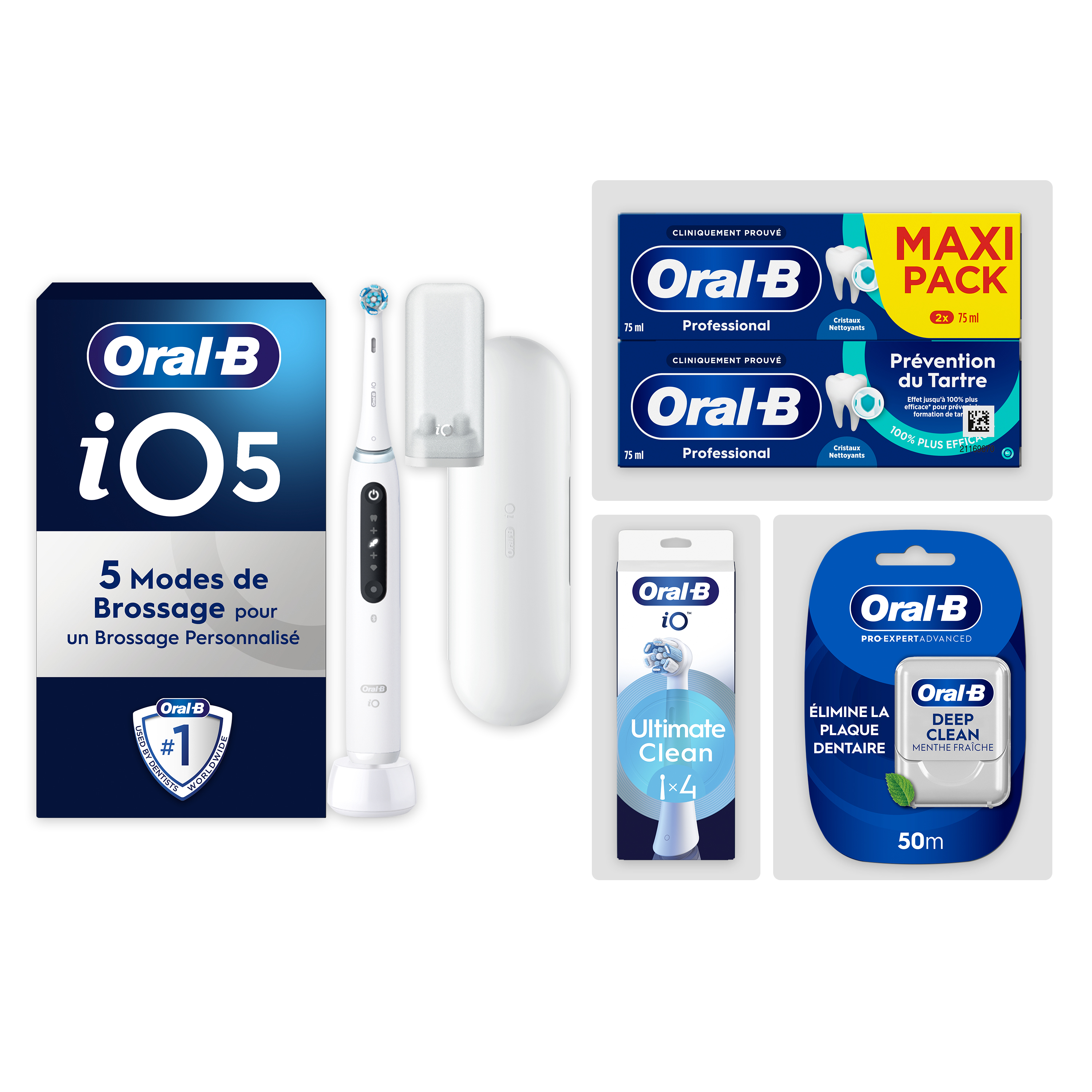 Oral-B iO5 Blanche Pack Routine Complète