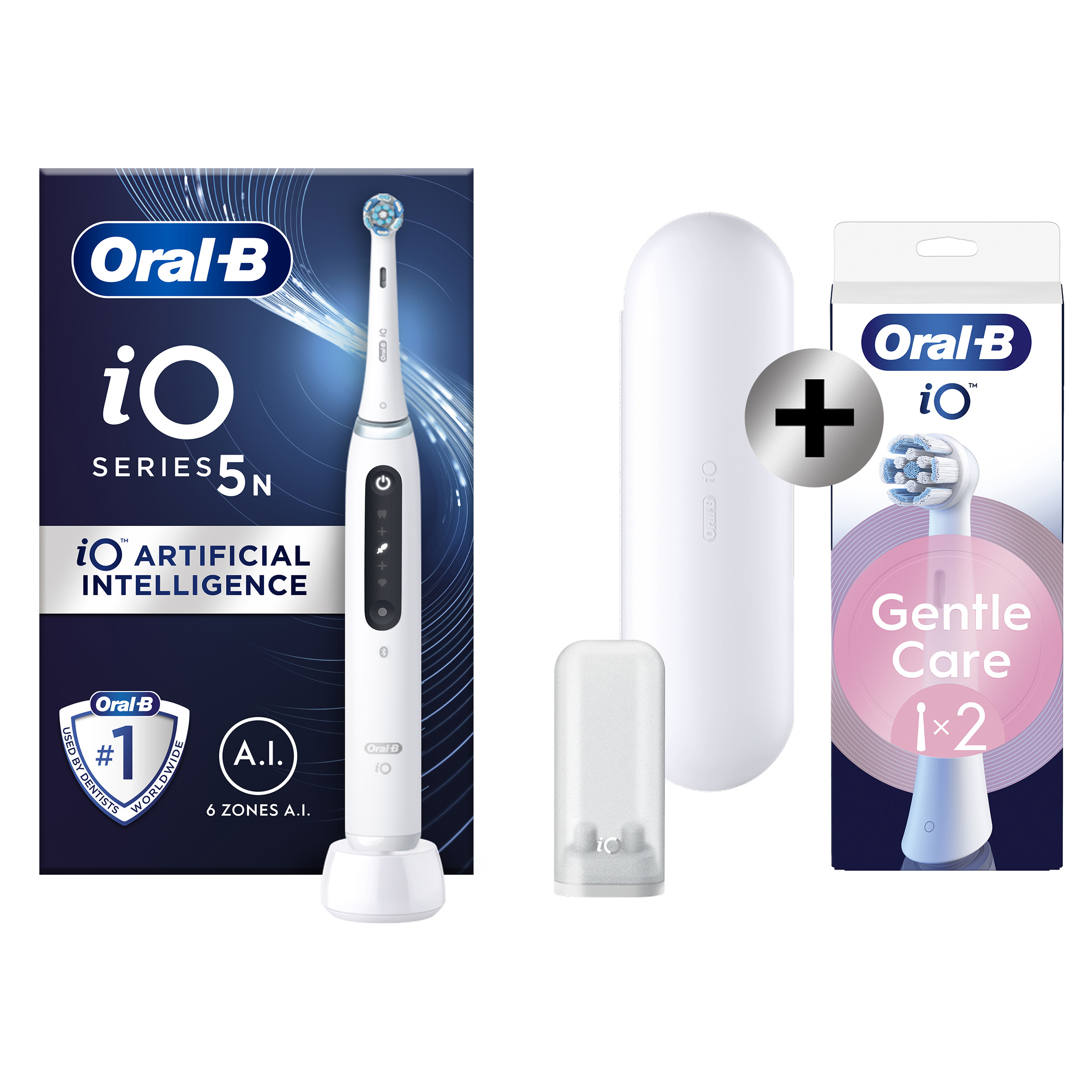 Oral-B iO 5 Blanche Brosse à dents électrique avec brossette + 2 brossettes