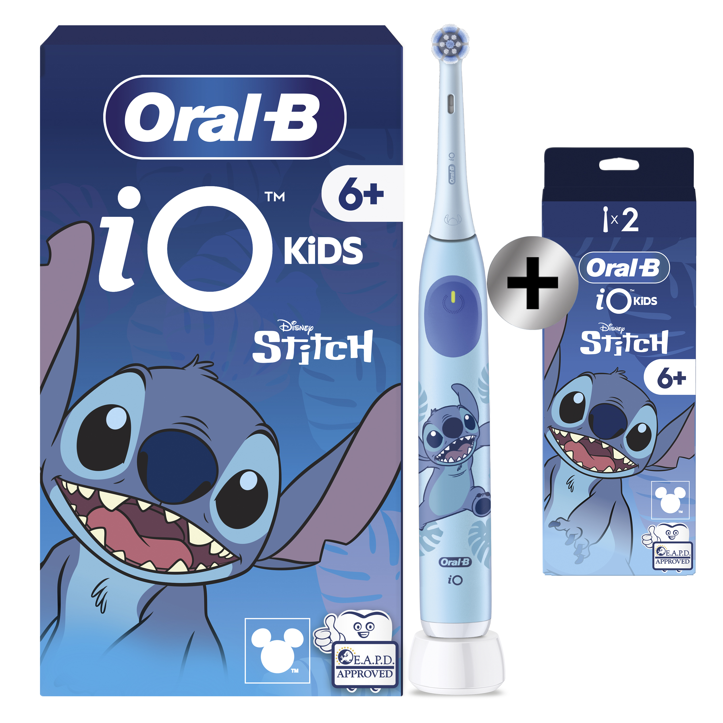 Oral-B iO Kids Disney Stitch Brosse À Dents Électrique, 1 Brossette, 3 Modes Avec Mode Douceur Pour Enfants + 2 brossettes