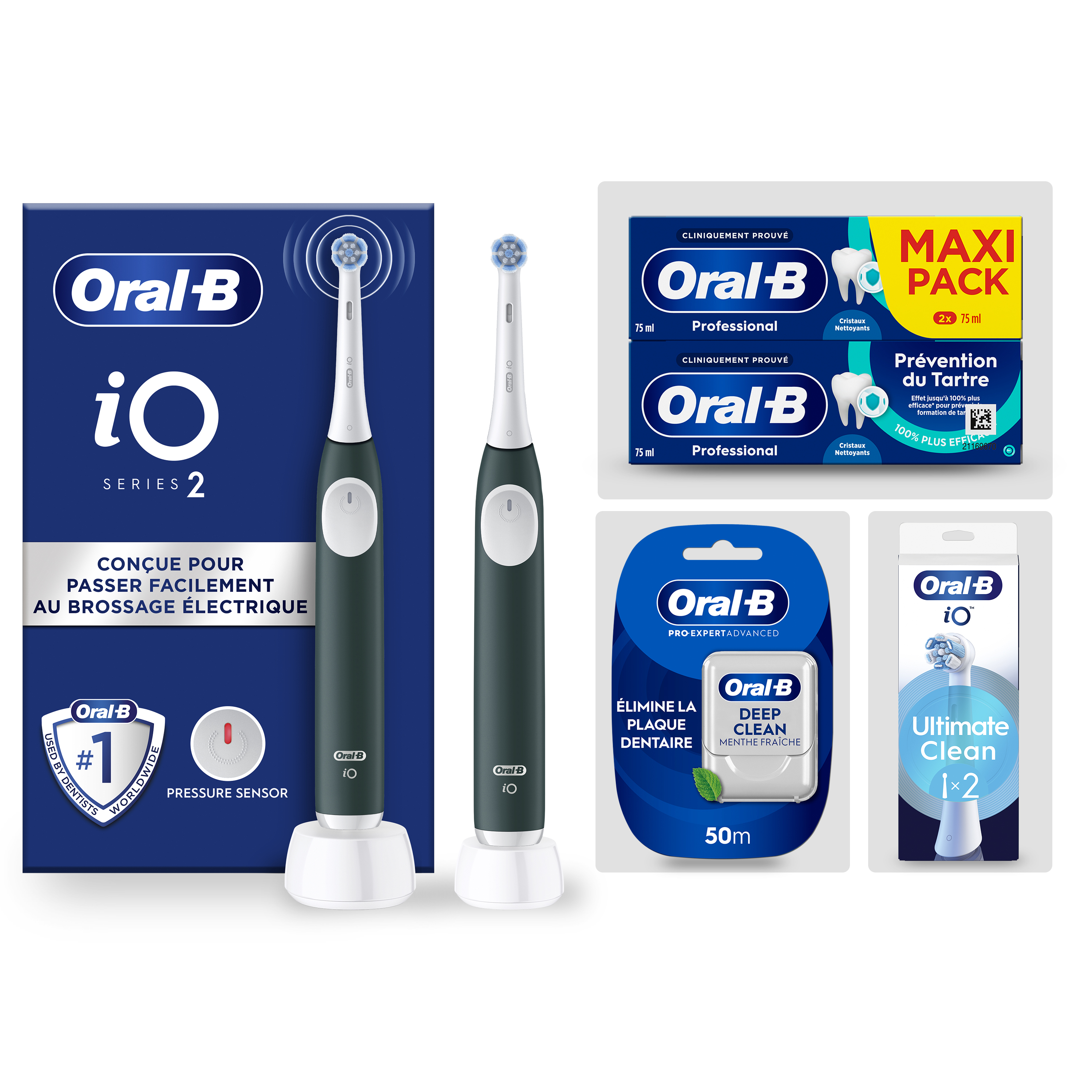 Oral-B iO2 Verte Pack Routine Complète