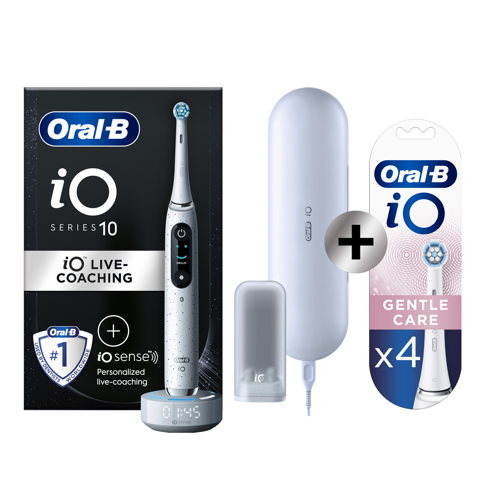 Oral-B iO 10 Blanche Brosse à dents électrique avec brossette + 4 brossettes