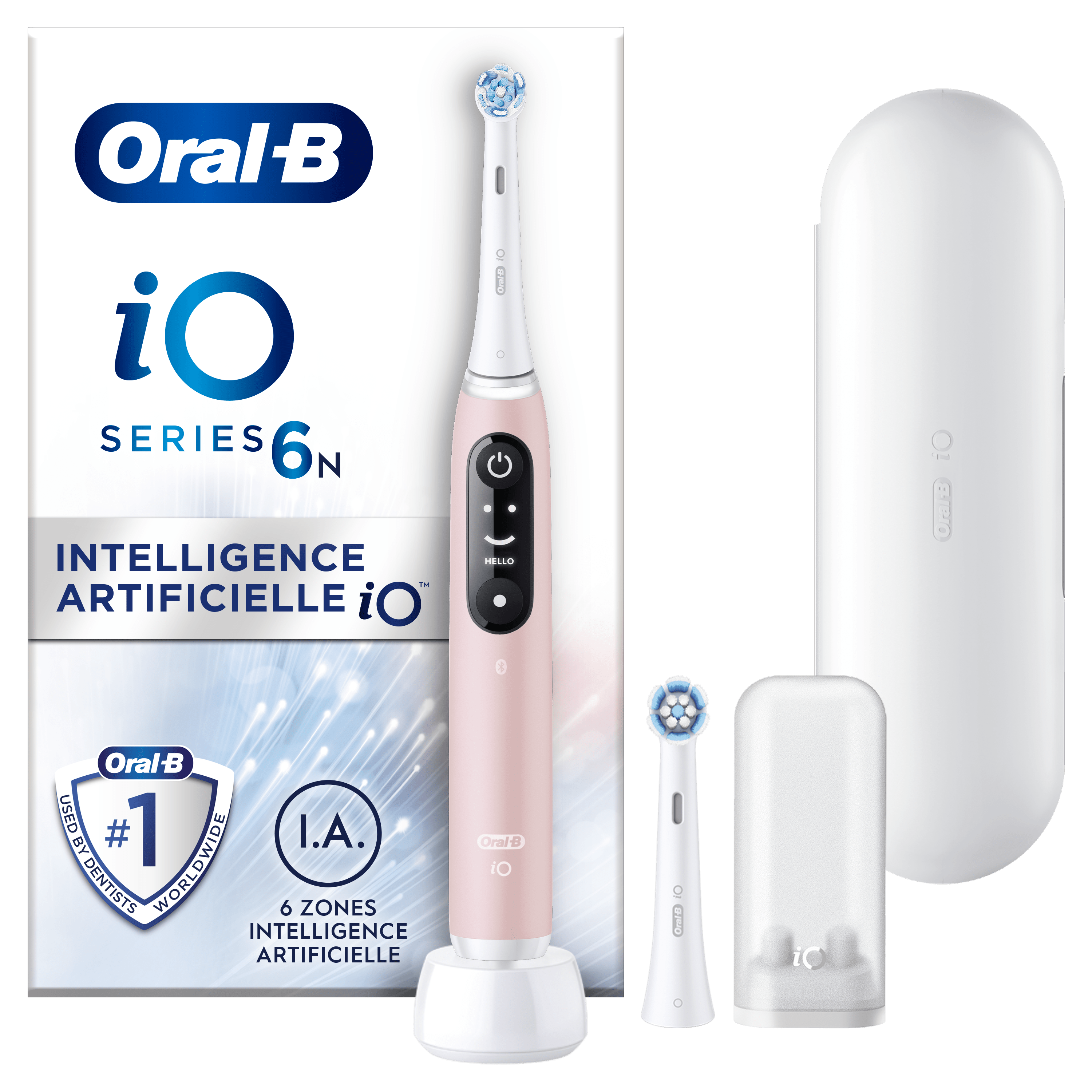 Oral-B iO 6 Rose Brosse à dents électrique avec 2 brossettes