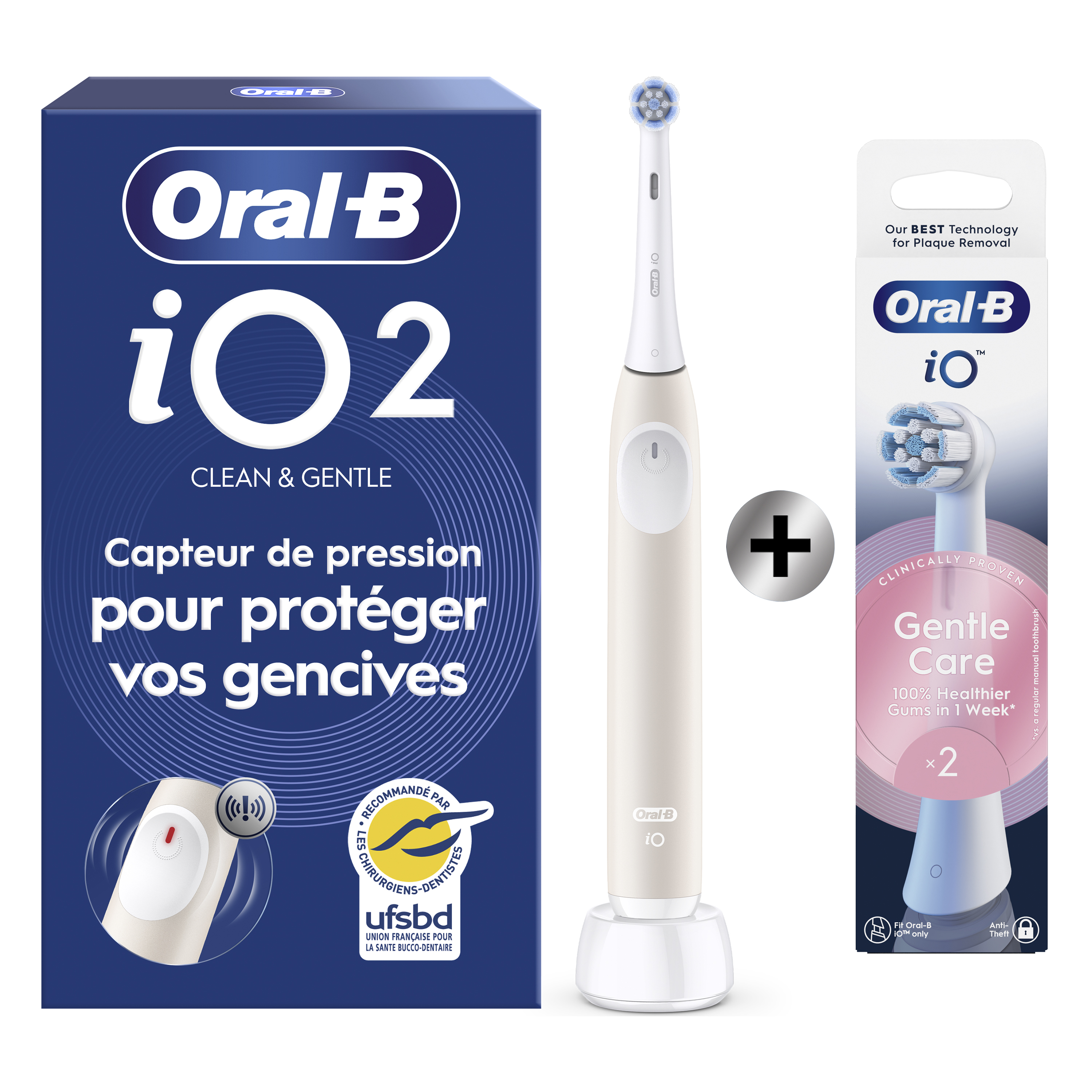 Oral-B iO2 Brosse À Dents Électrique Rose Clair Avec Brossette + 2 Brossettes: retailer-supplied image