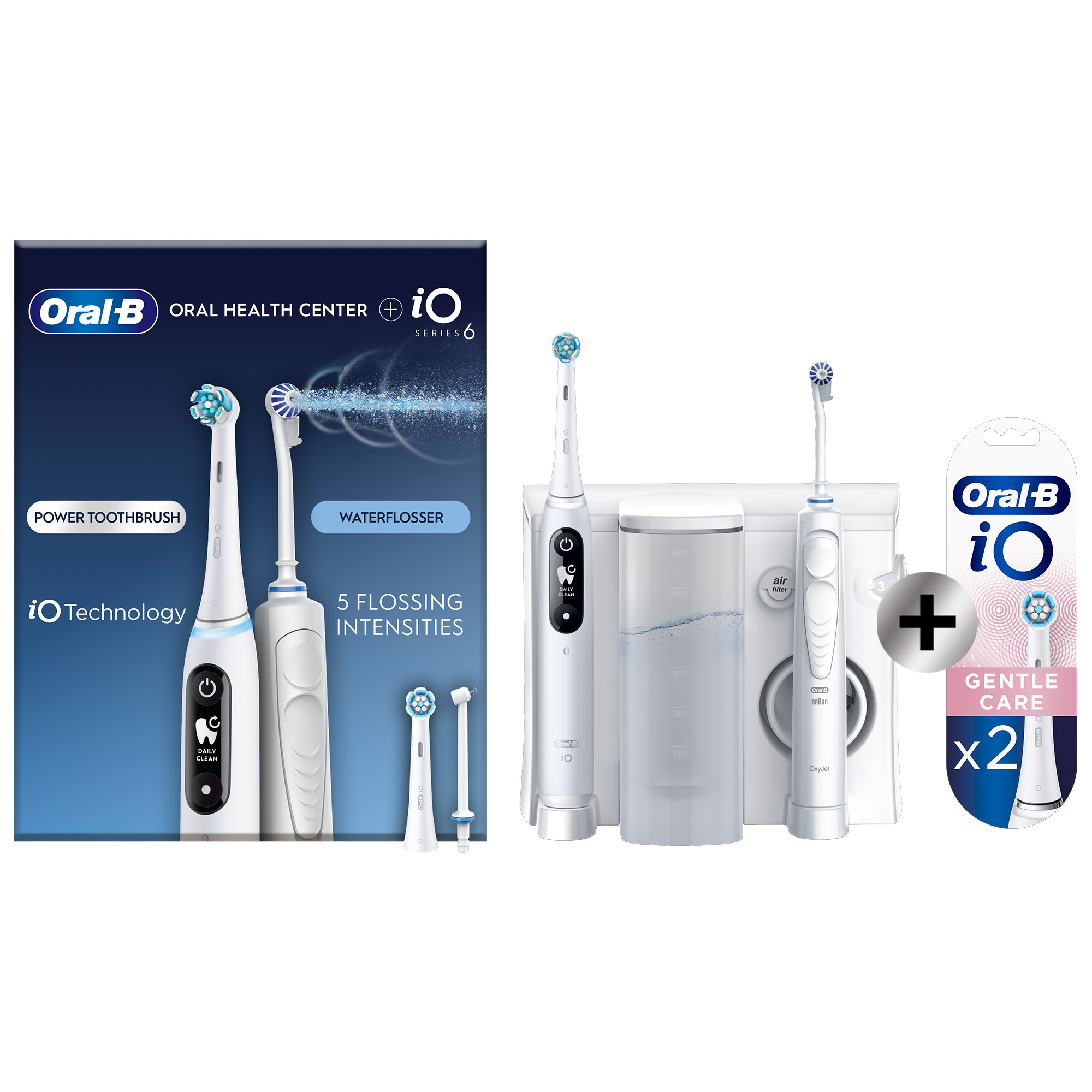 Oral-B iO6 Brosse à dents électrique et Hydropulseur de santé + 2 brossettes